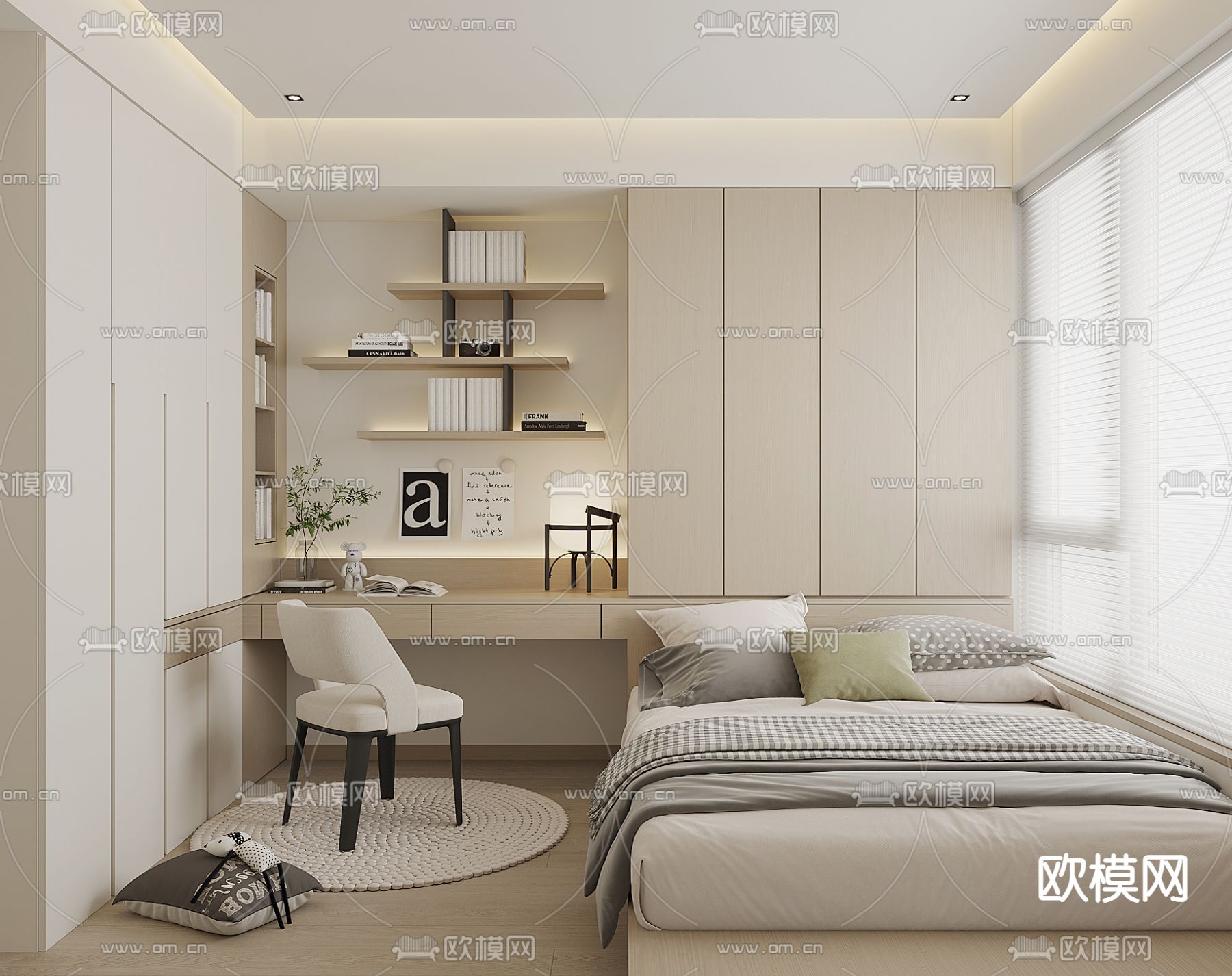 榻榻米卧室 次卧3d模型下载