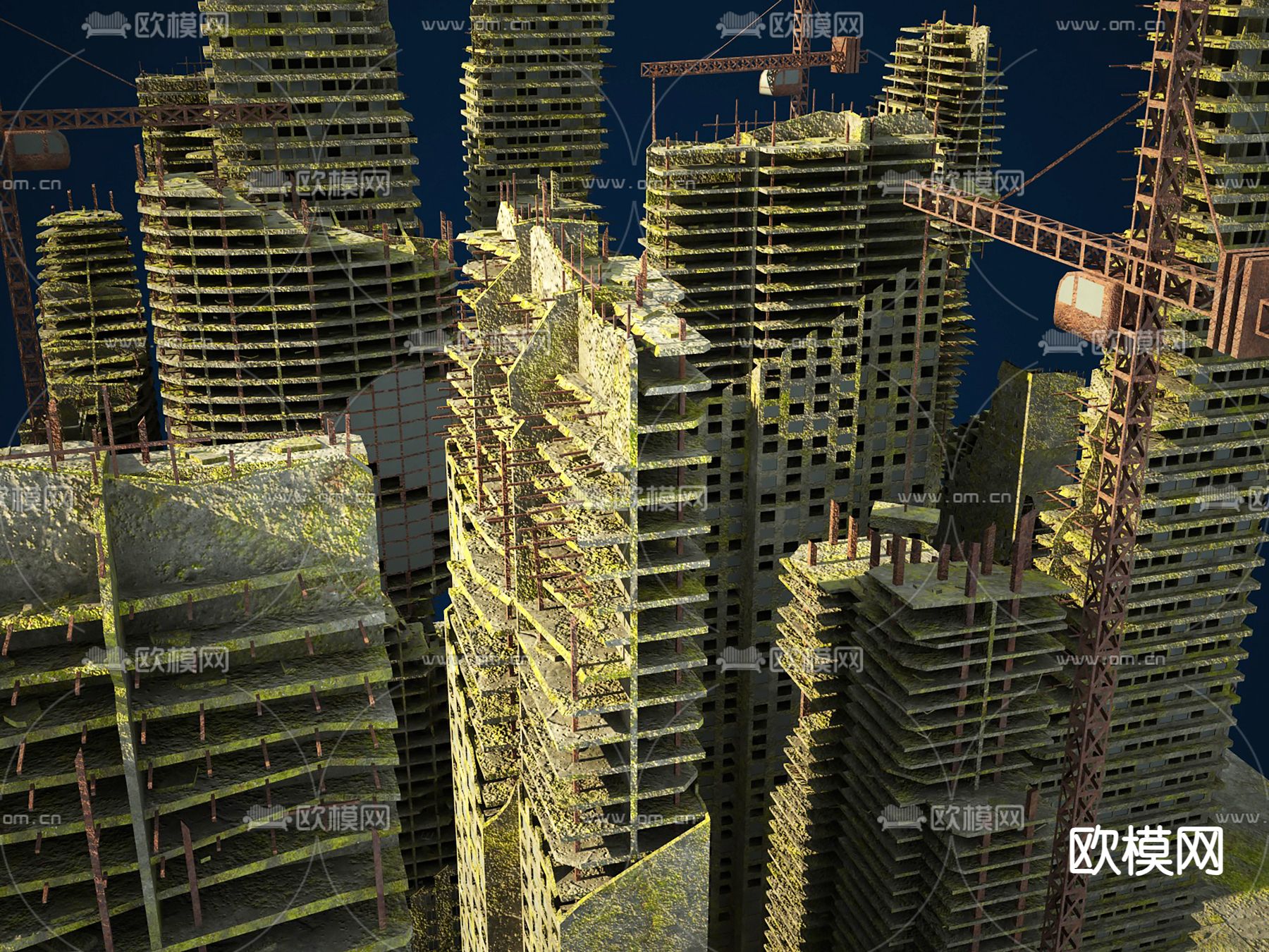 废墟城市外观3d模型下载（渲染图2）