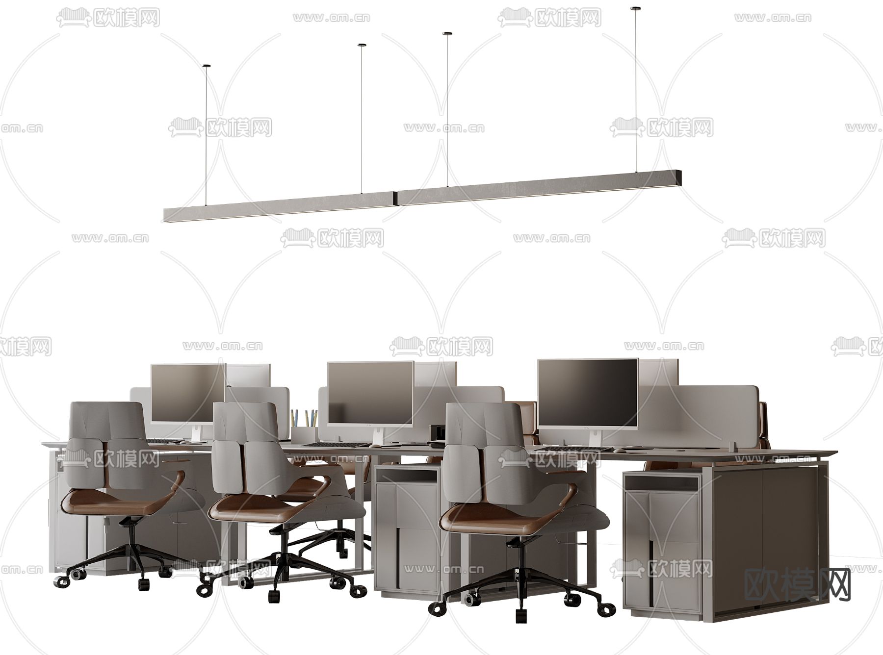卡位办公桌 职员桌3d模型下载