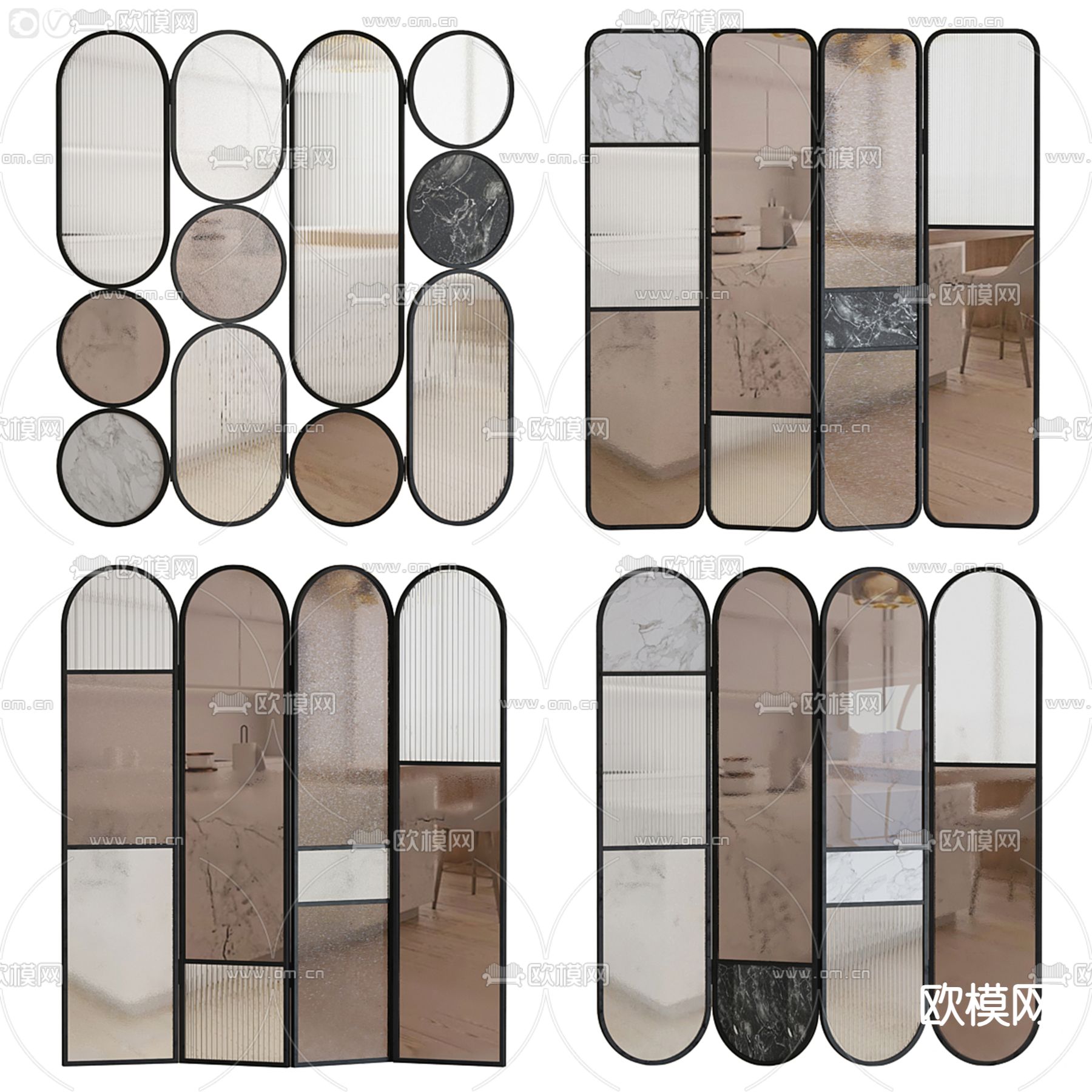 长虹玻璃 屏风 隔断3d模型下载