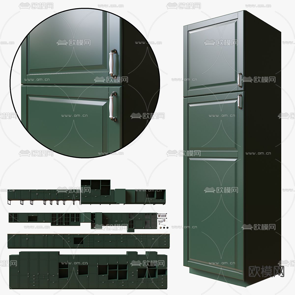 美式储物柜 置物柜 餐边柜 收纳柜3d模型下载