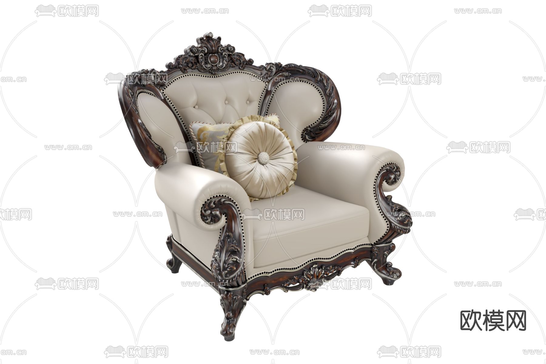 欧式皮革单人沙发3d模型下载