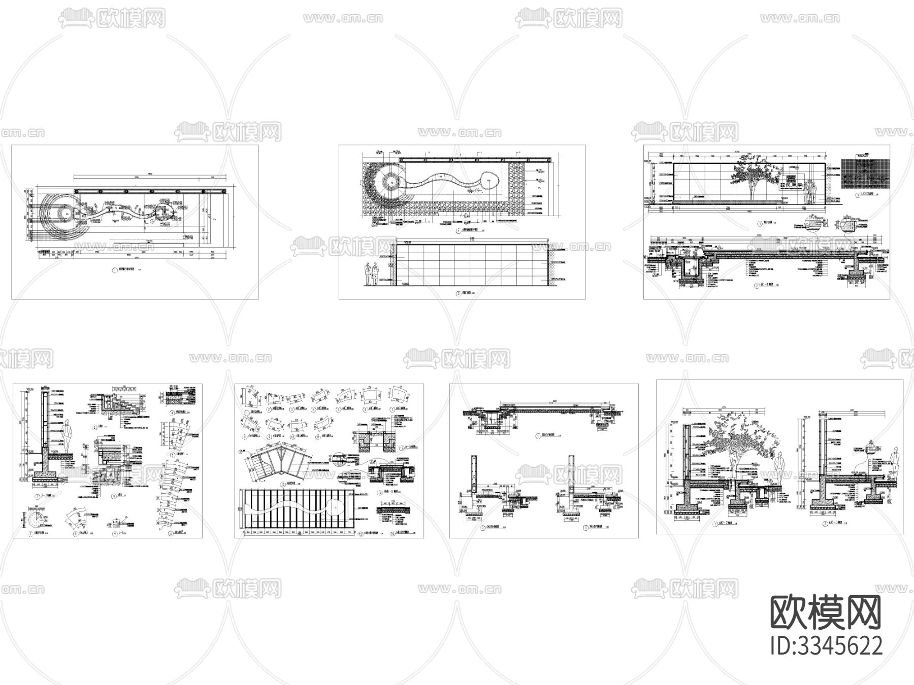 水景景墙 平面节点大样图下载（渲染图2）