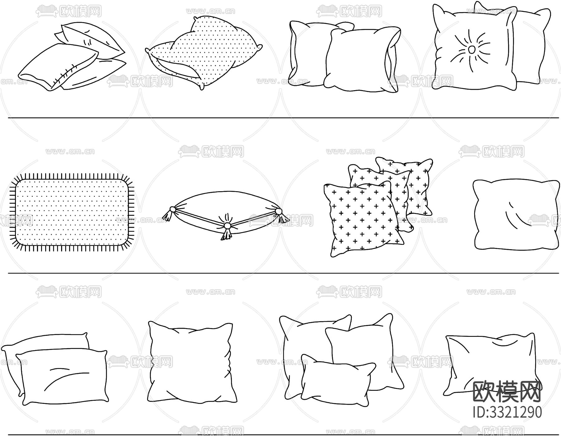 抱枕 枕头CAD平面图下载