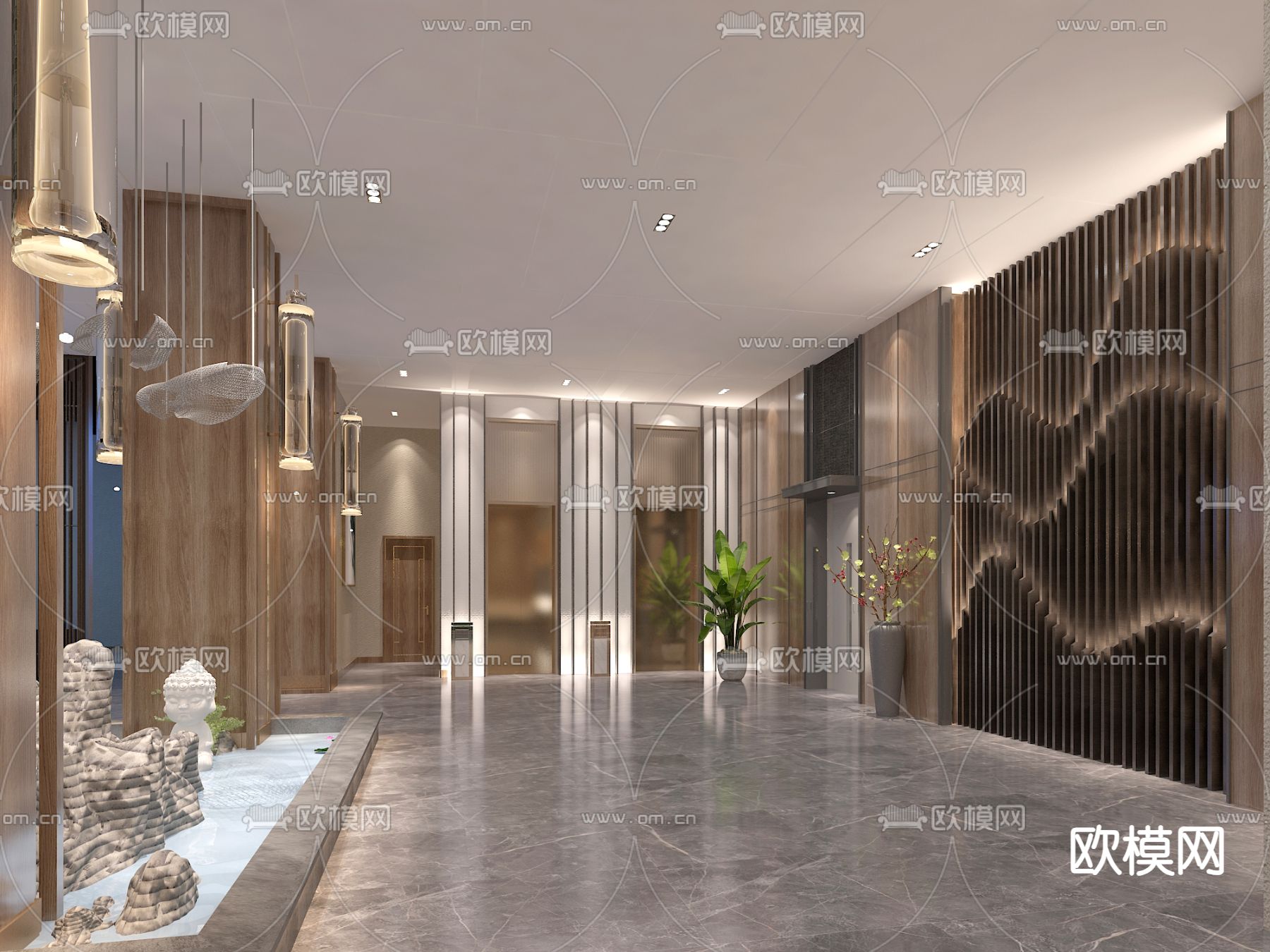 现代足疗店 洗浴会所免费3d模型下载（渲染图2）