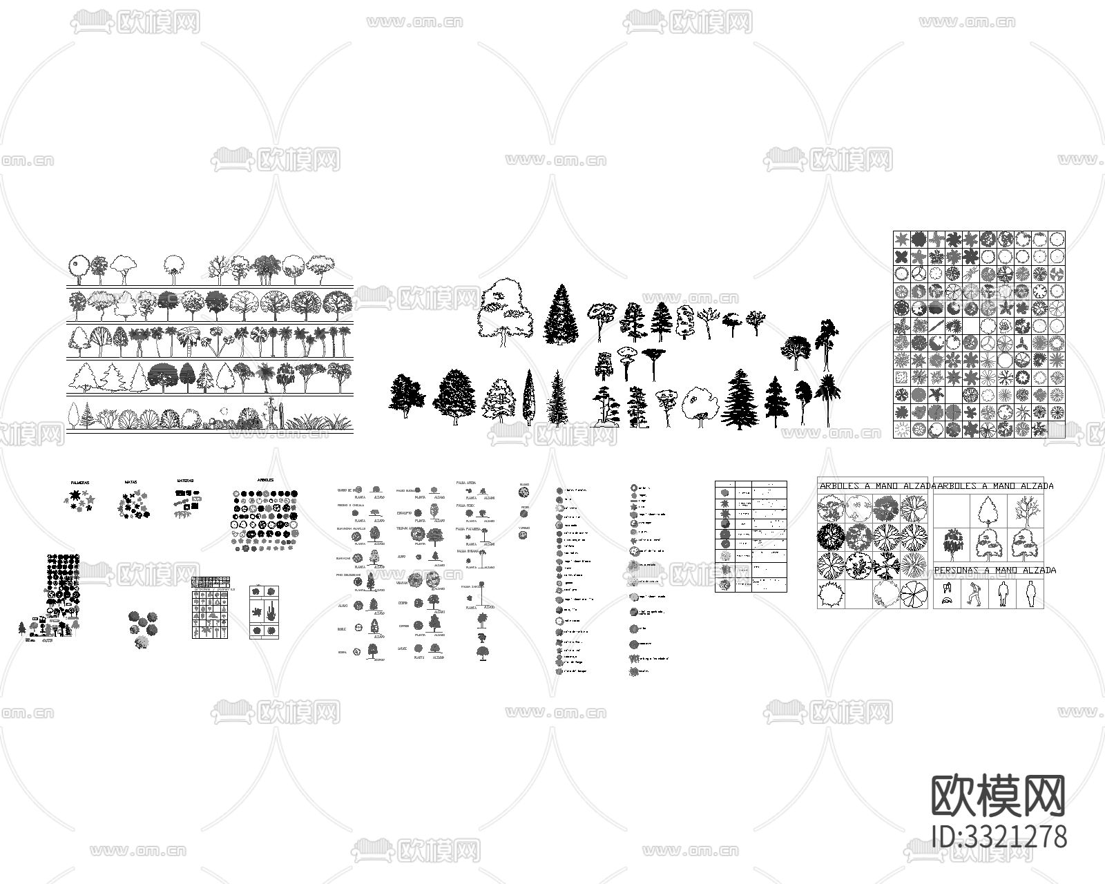 彩色树木cad图库下载（渲染图2）