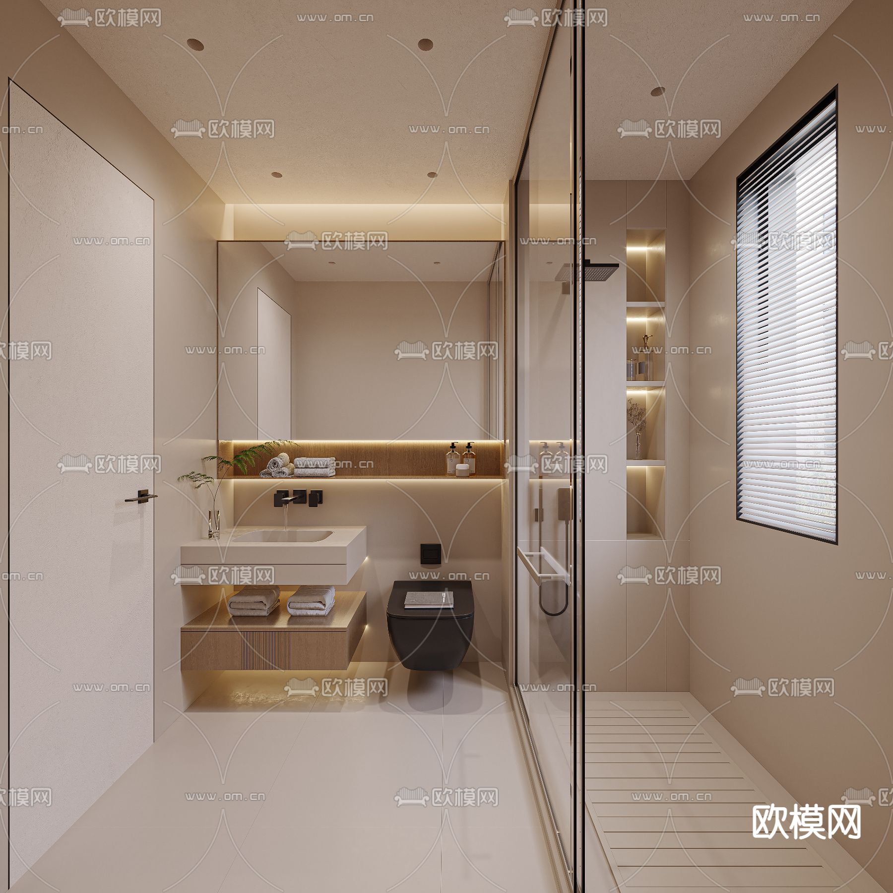 现代卫生间 洗手间3d模型下载