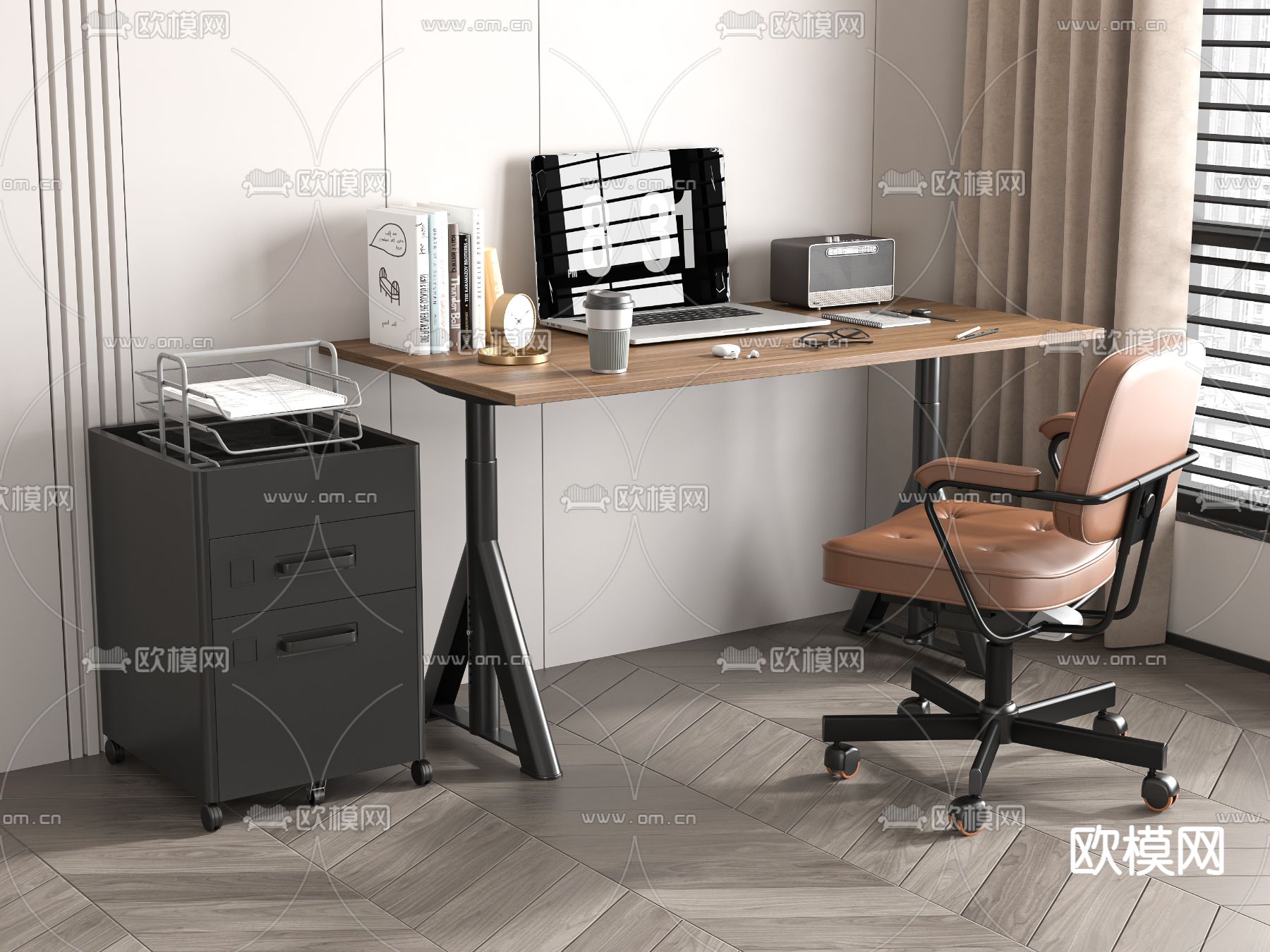 书桌椅 办公椅 办公用品3d模型下载