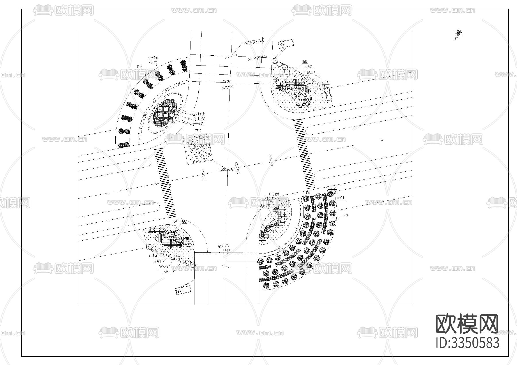 道路绿化CAD施工图下载（渲染图5）