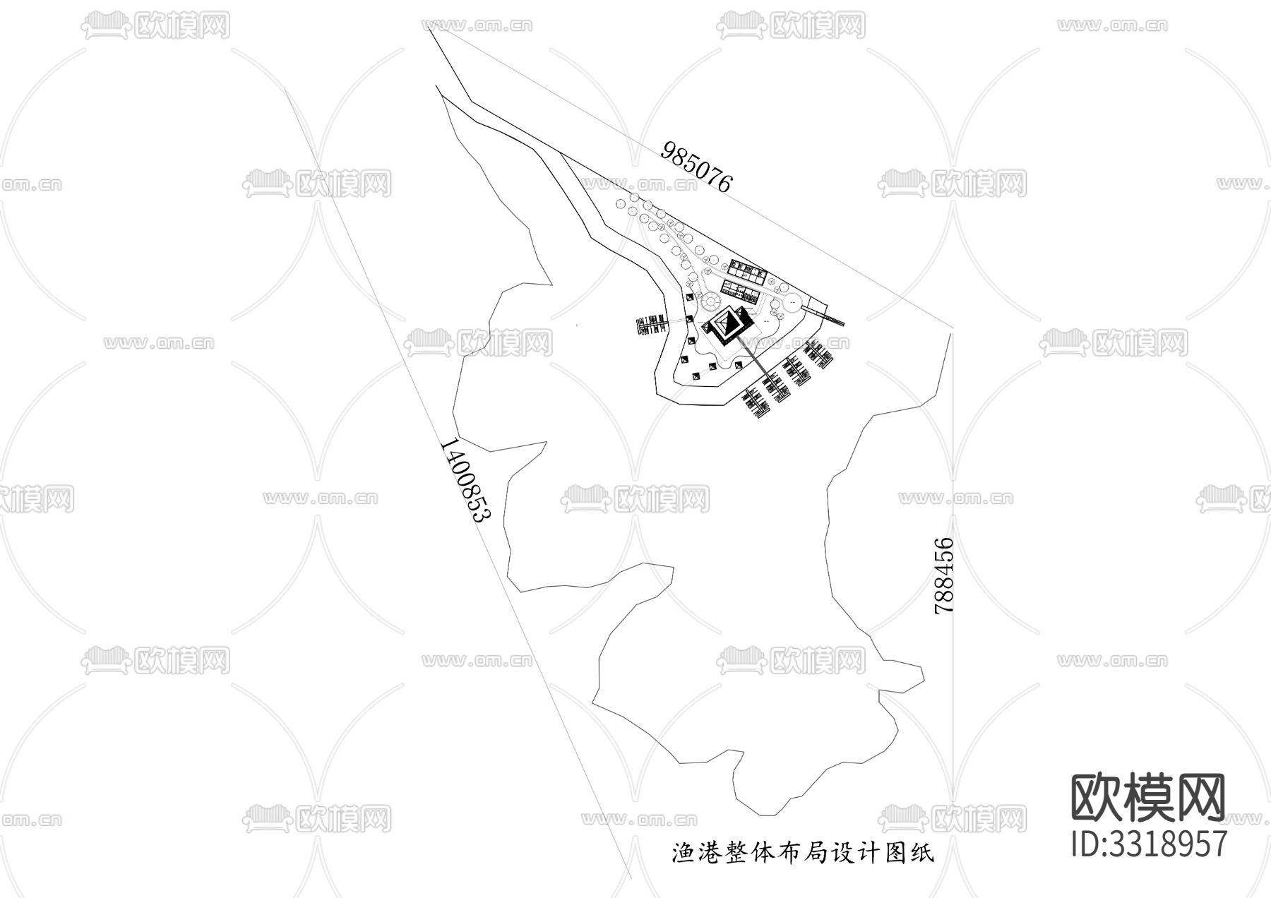 渔港整体布局CAD施工图下载