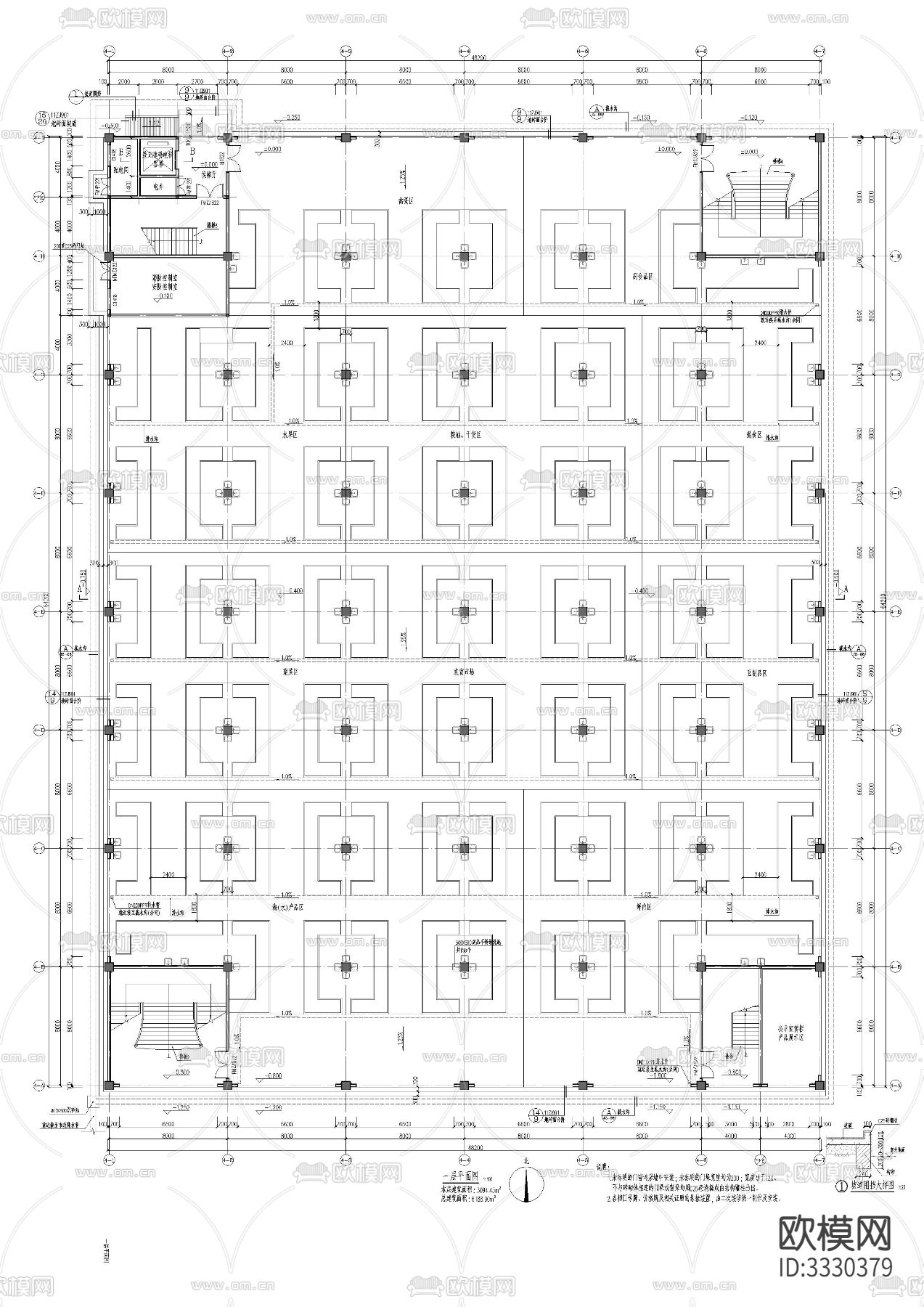 农贸市场大棚建cad施工图下载（渲染图3）
