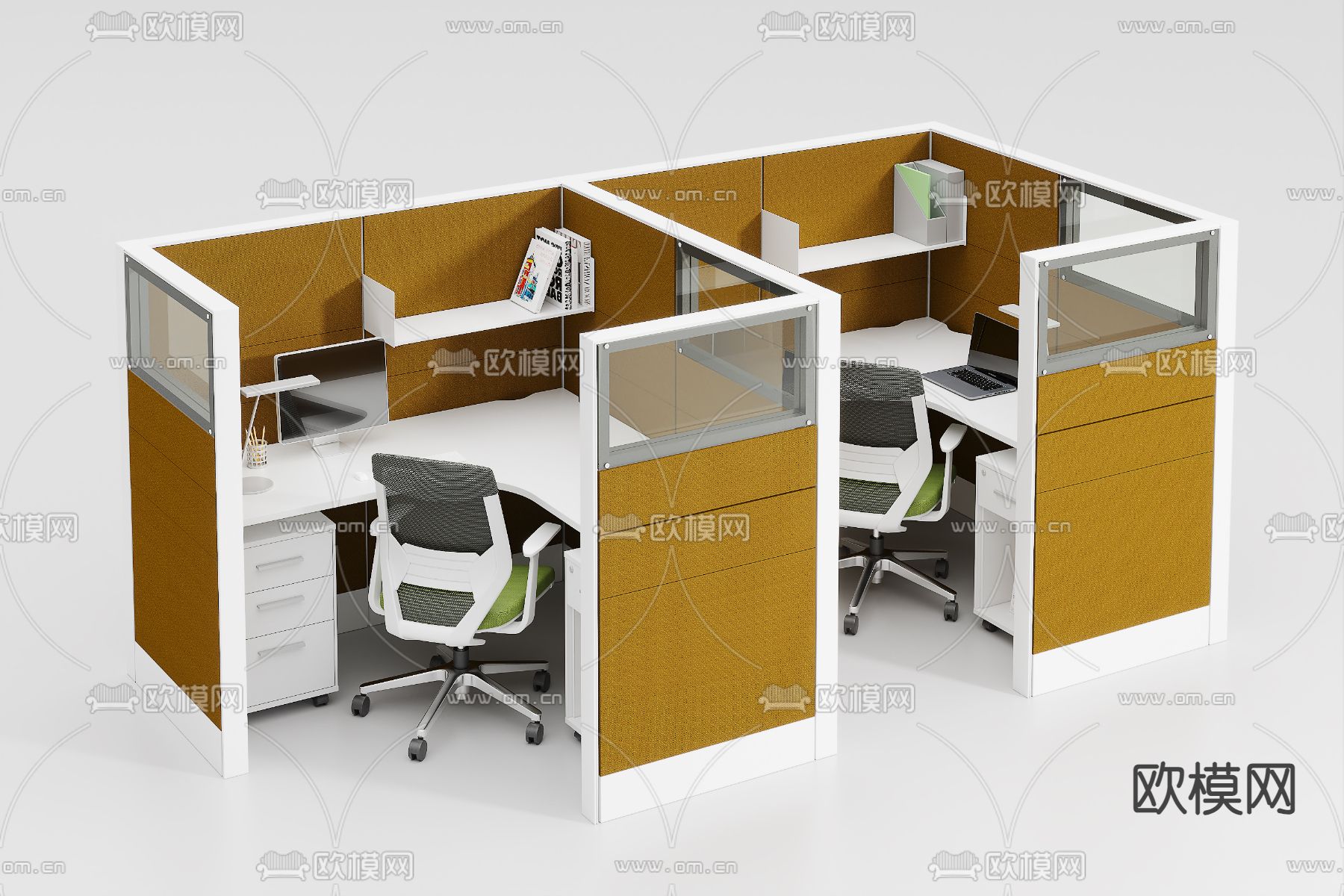 屏风卡位 办公桌 职员桌 工位3d模型下载