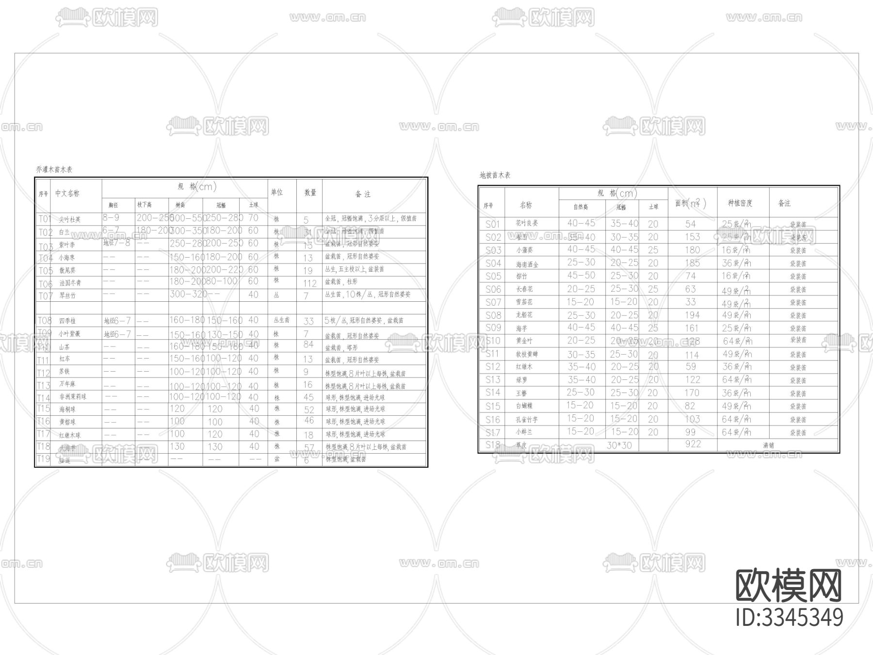 南宁屋顶花园苗木表 施工图下载