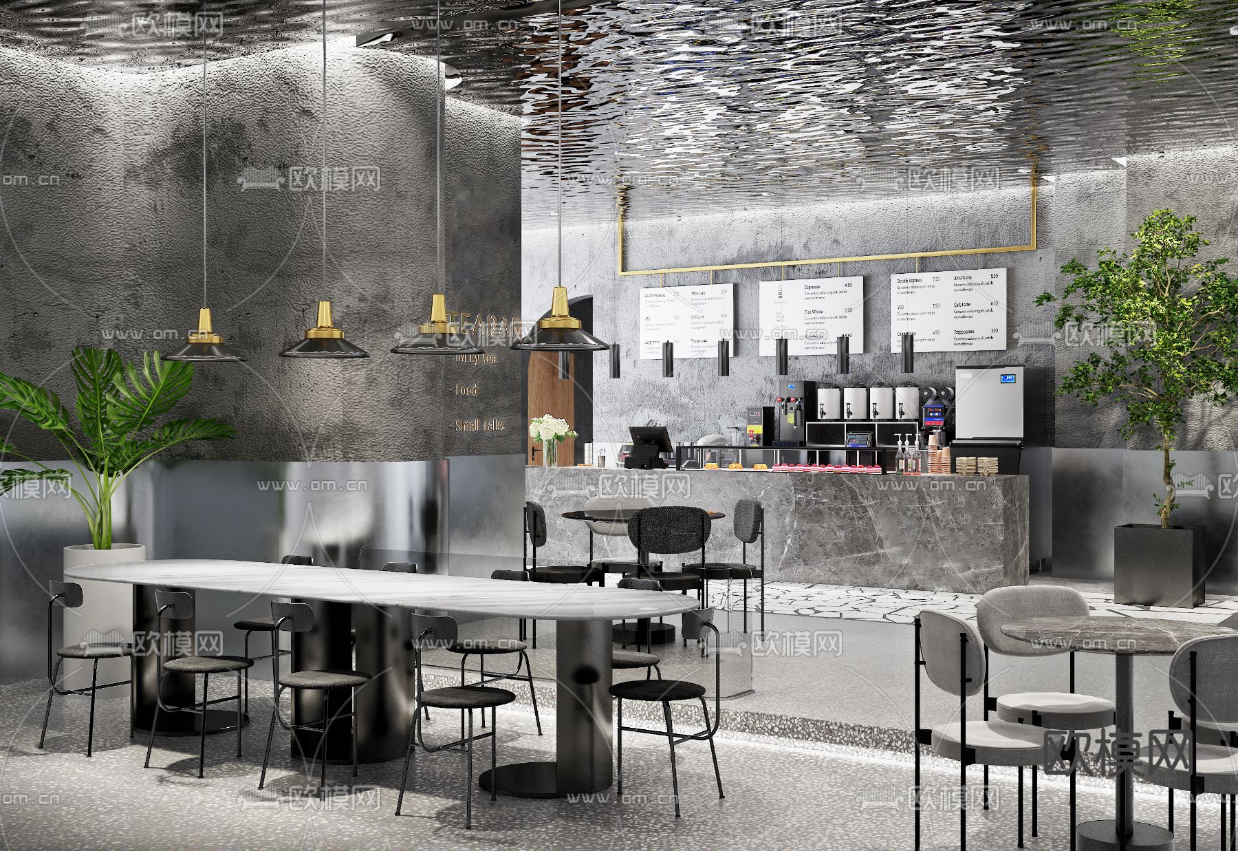 工业风奶茶店3d模型下载