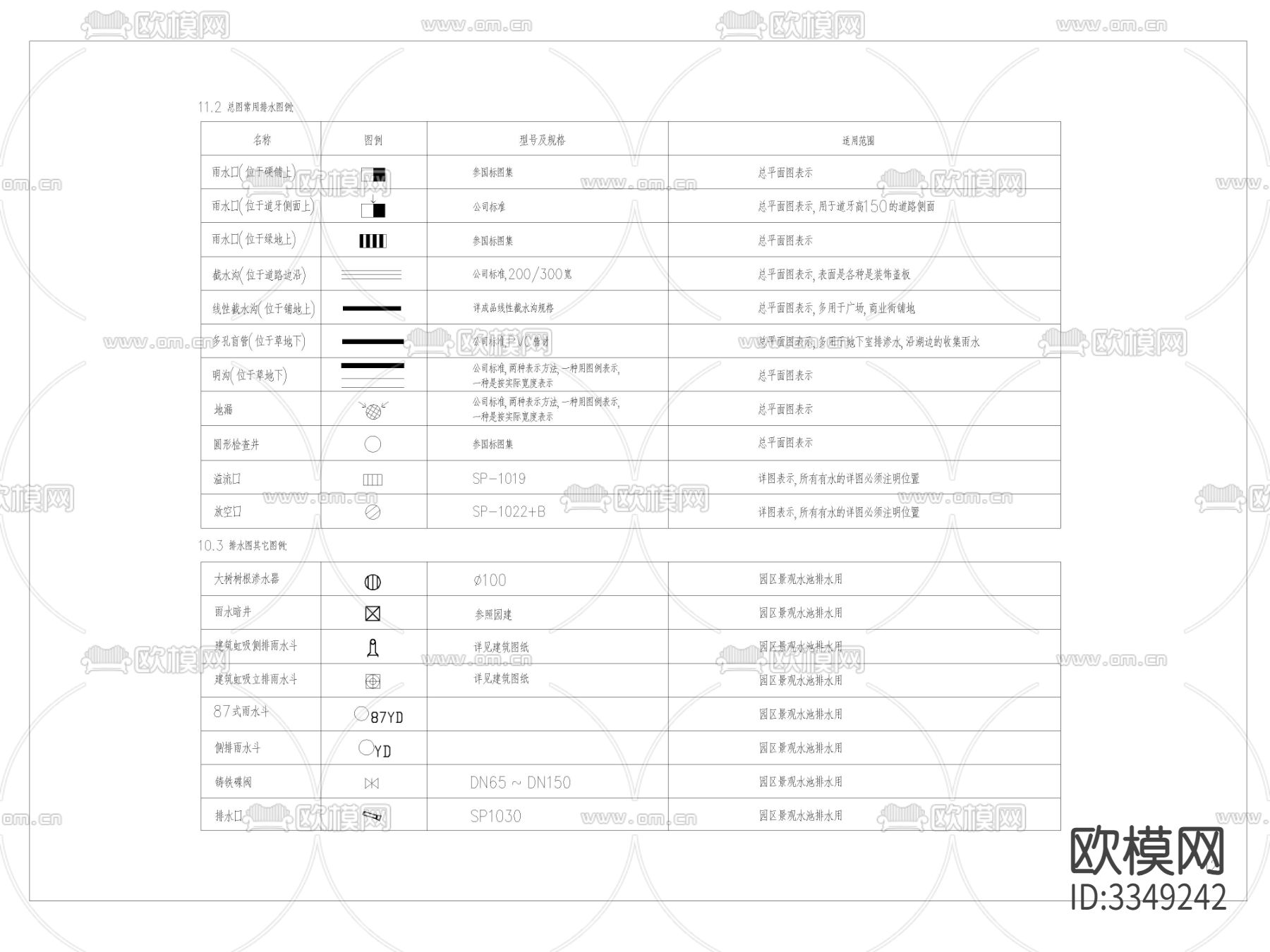 给排水图例cad平面图下载（渲染图2）