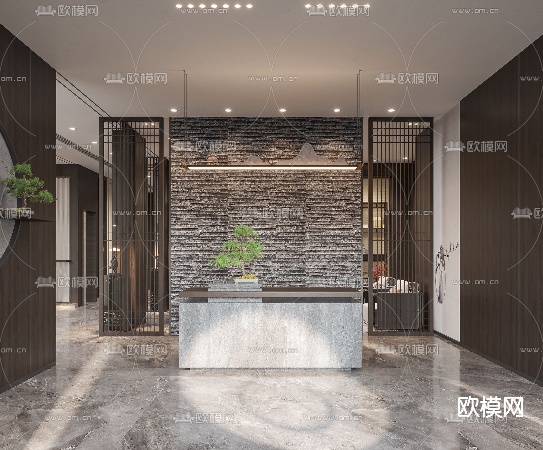 中式茶室3d模型下载（渲染图2）