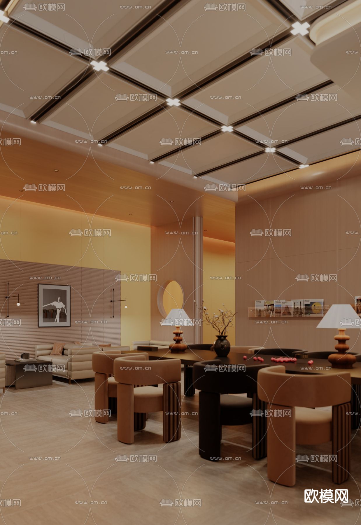 现代阅读区 休闲区3d模型下载