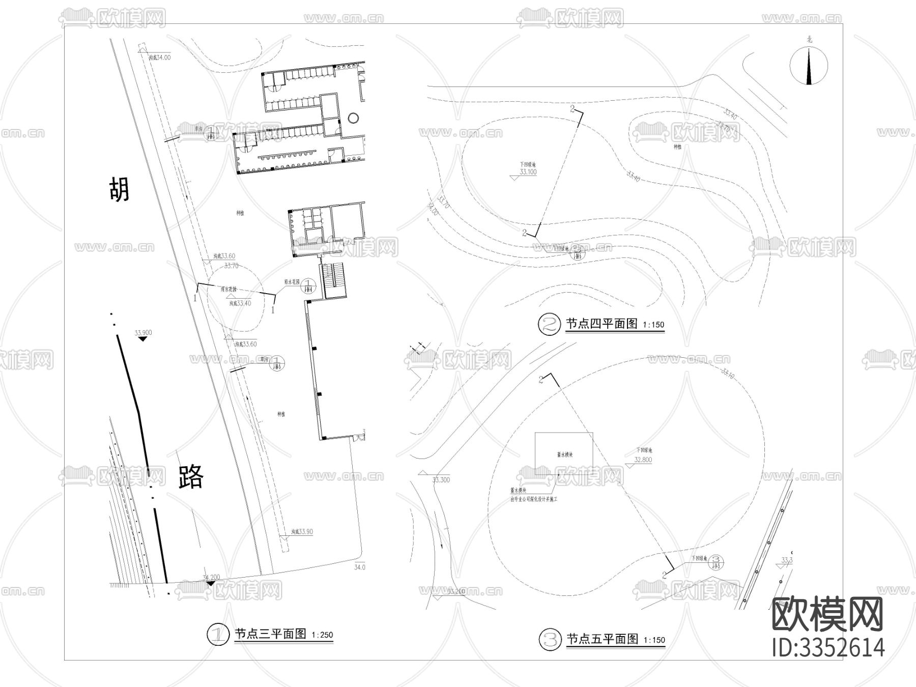 海绵城市系统总图cad平面图下载（渲染图3）