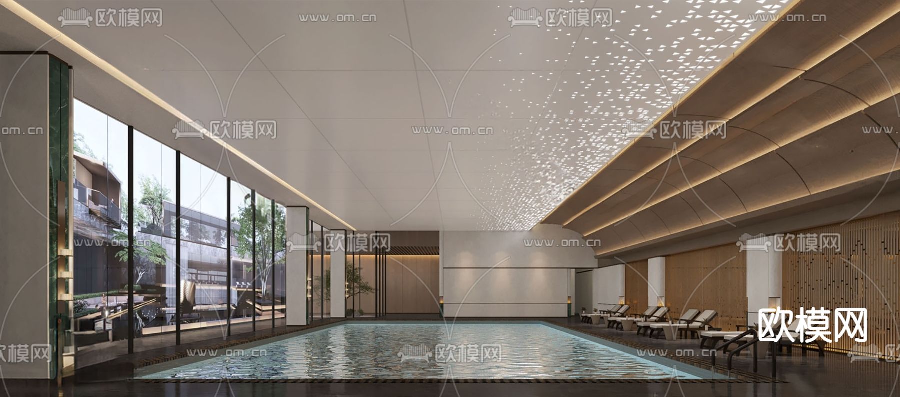 会所室内游泳池3d模型下载