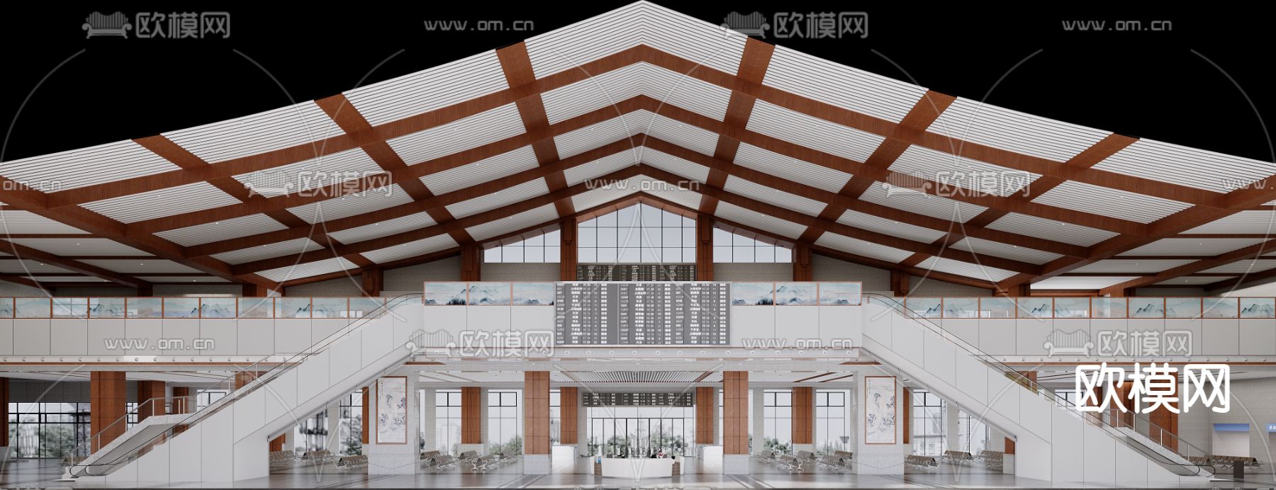 火车站候车大厅3d模型下载（渲染图3）
