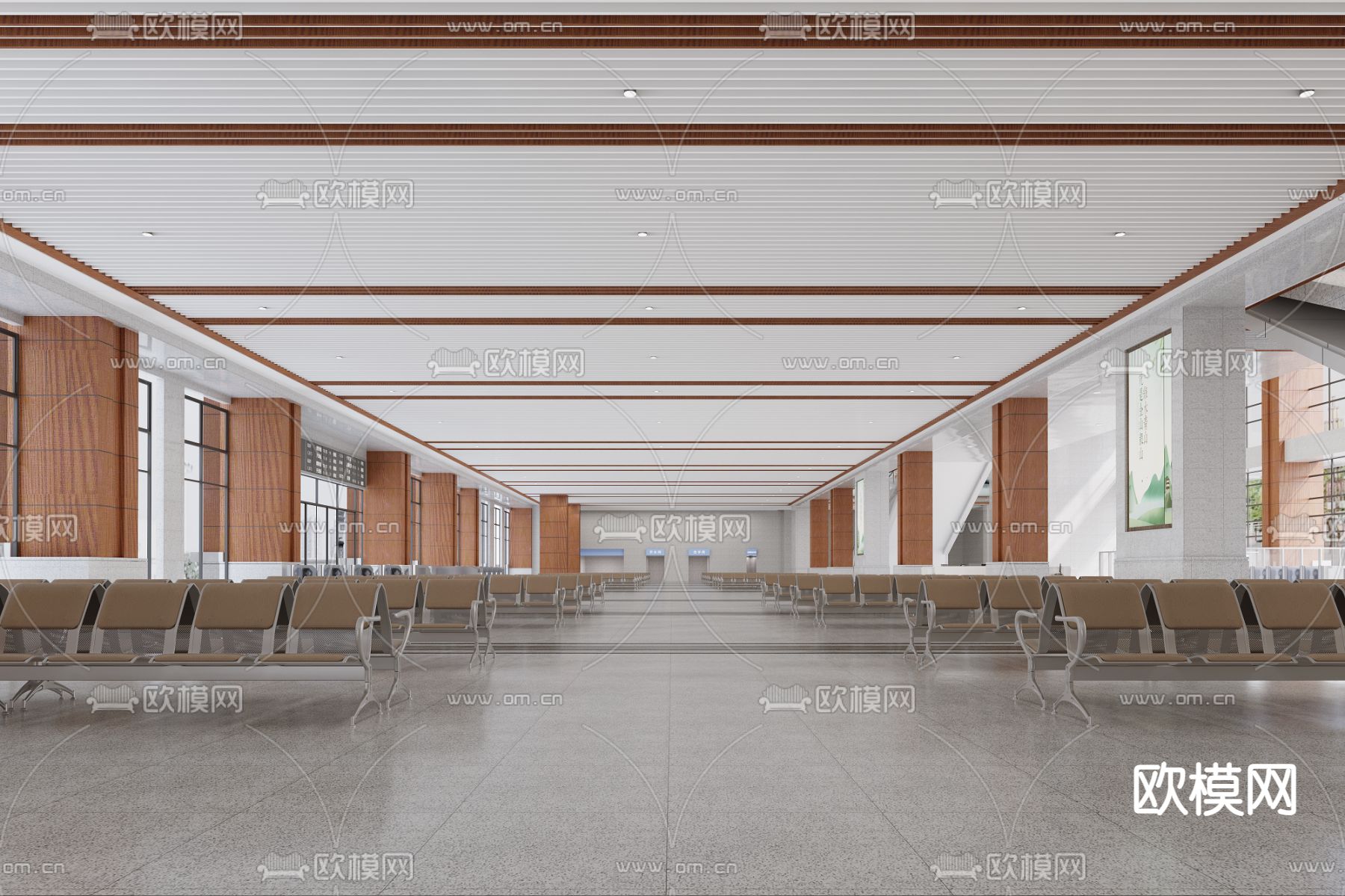 火车站候车大厅3d模型下载（渲染图2）