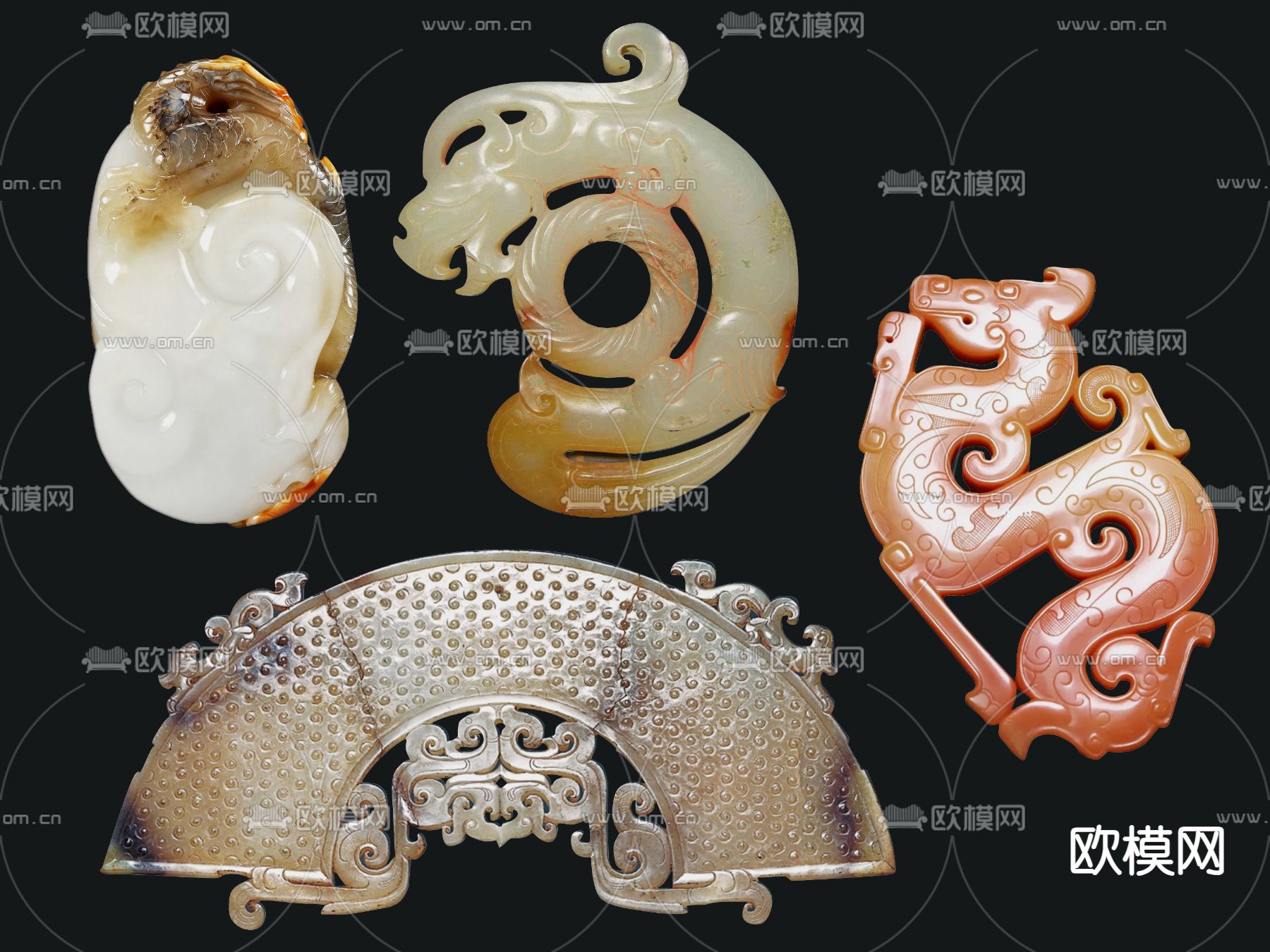 古玉 吊坠 玉佩 翡翠 宝石 珠宝3d模型下载