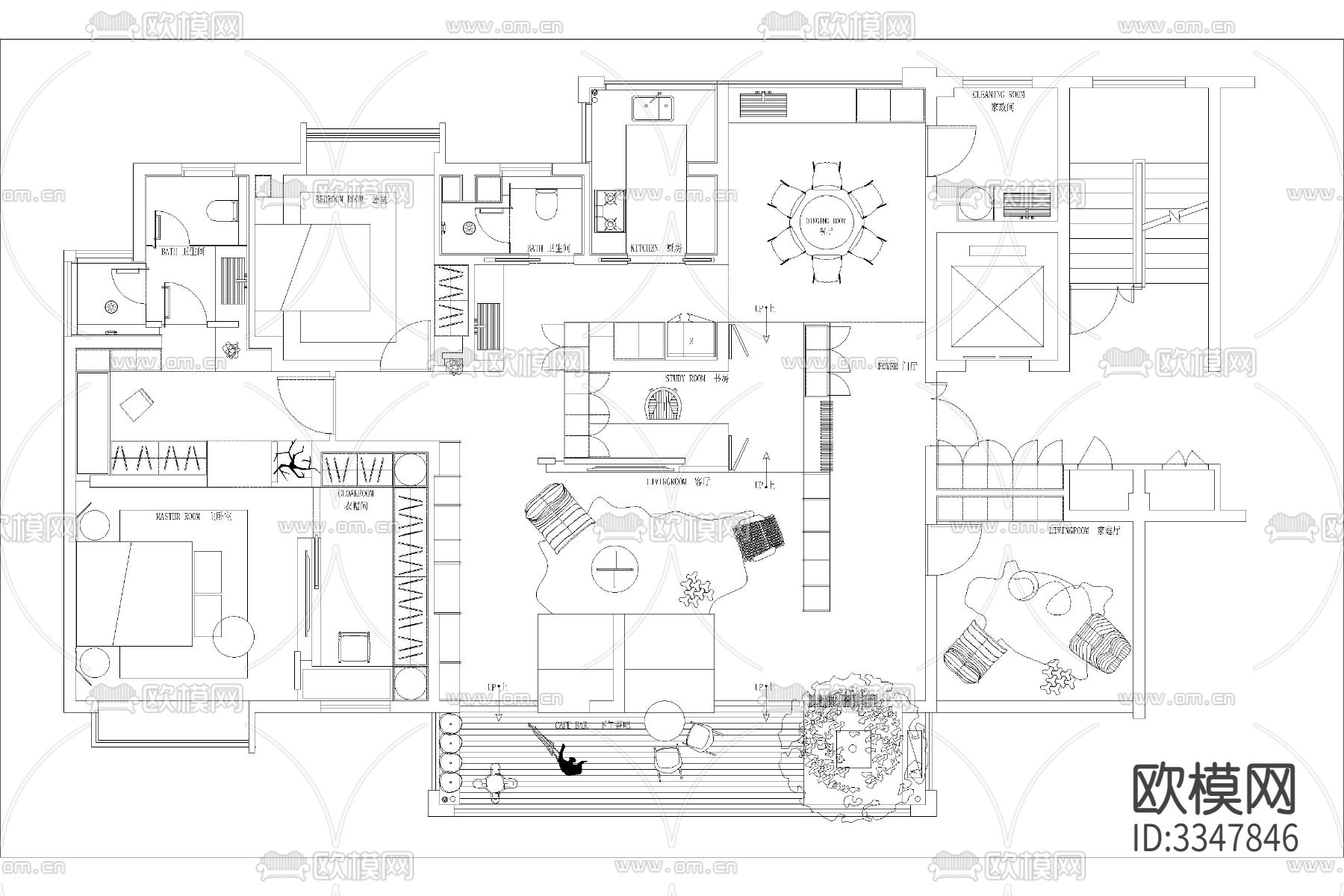 家装彩平图 CAD平面图下载（渲染图6）