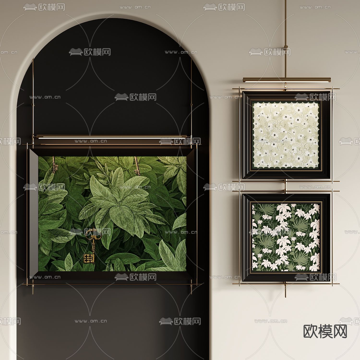 中古风装饰画su模型下载（渲染图2）