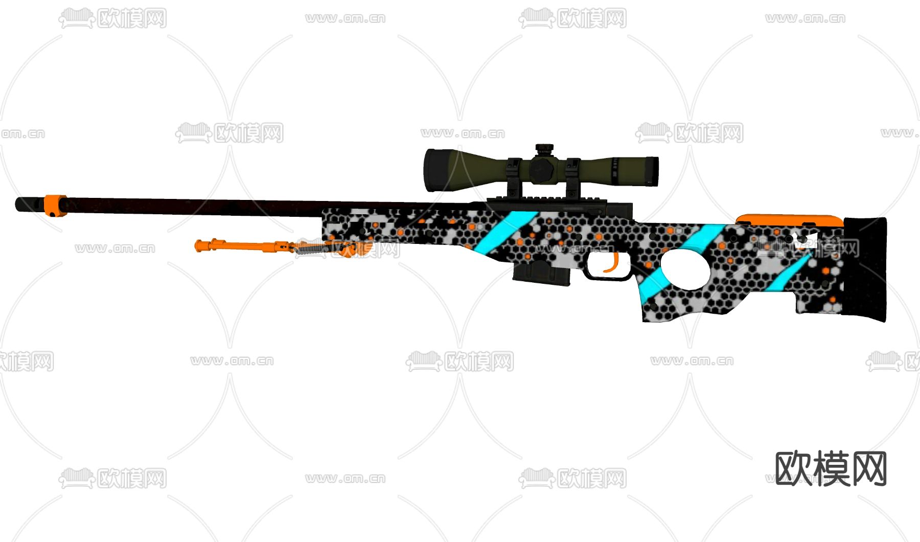 狙击枪su模型下载（渲染图1）