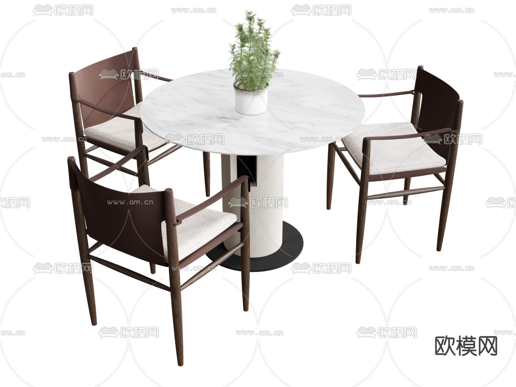 法式餐桌椅su模型下载（渲染图2）