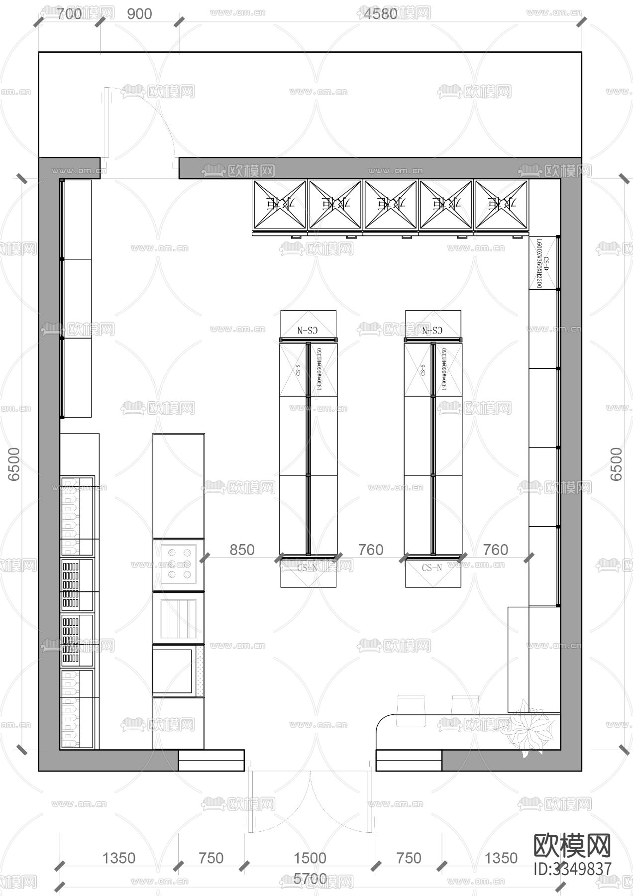 便利店cad平面图下载（渲染图2）