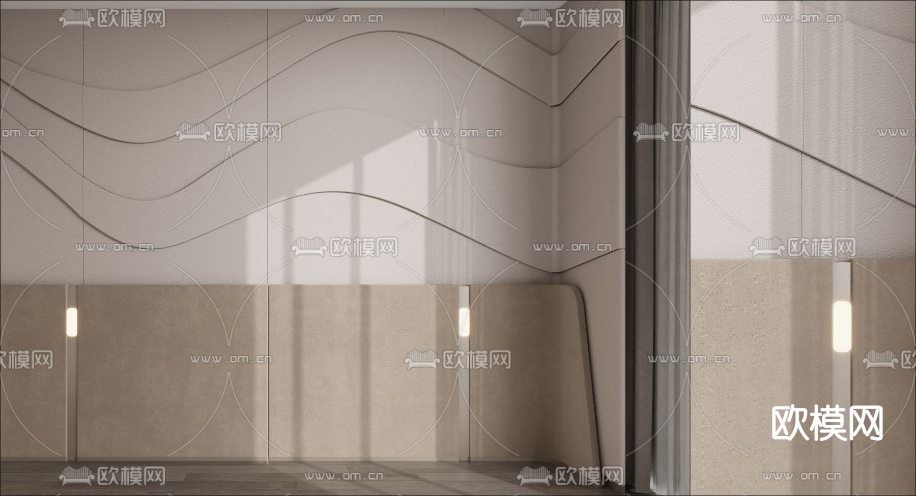 真皮硬包 护墙板3d模型下载（渲染图1）