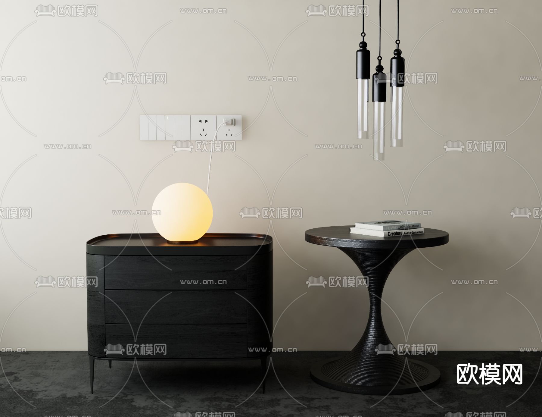 现代床头柜3d模型下载