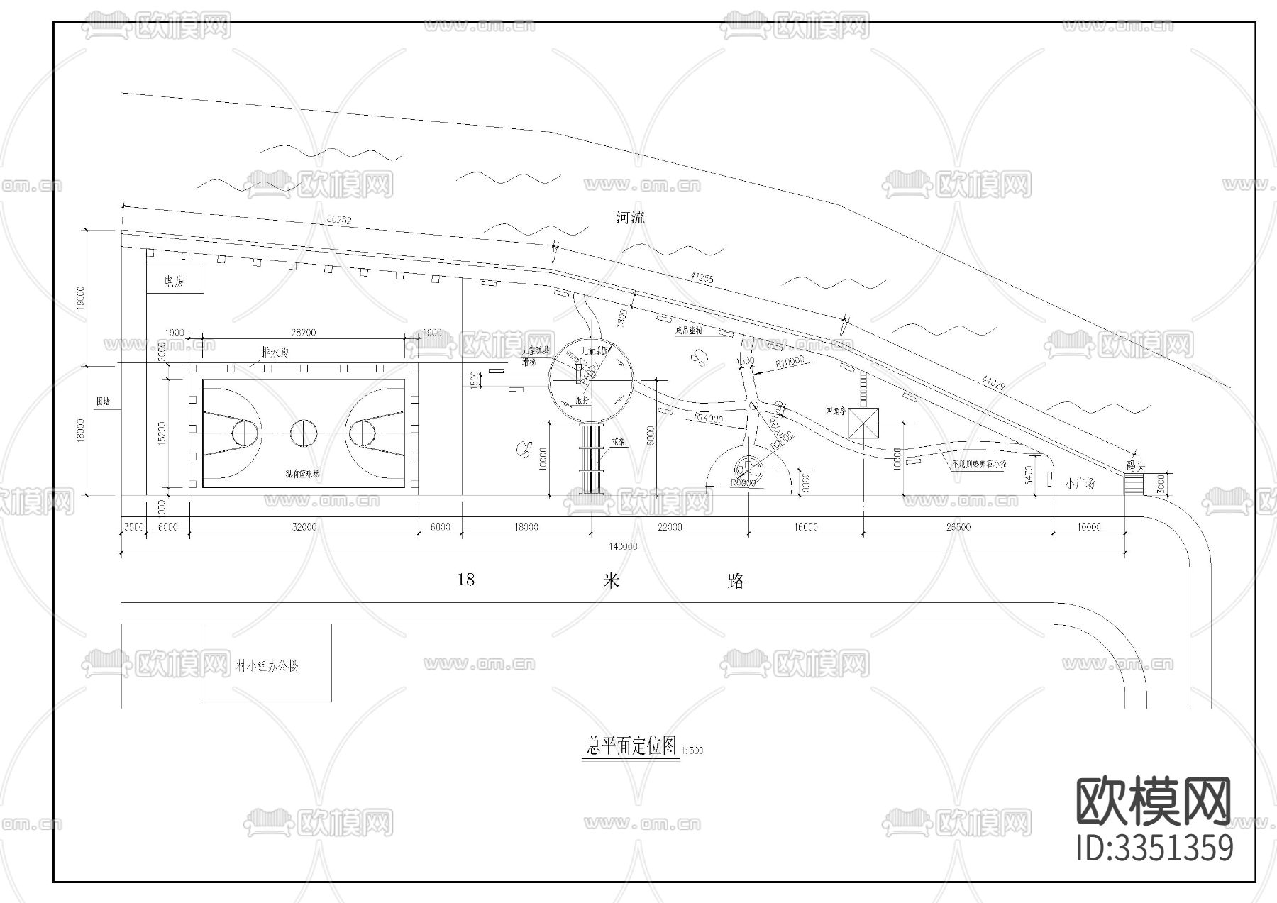 小公园园林绿化cad施工图下载（渲染图1）