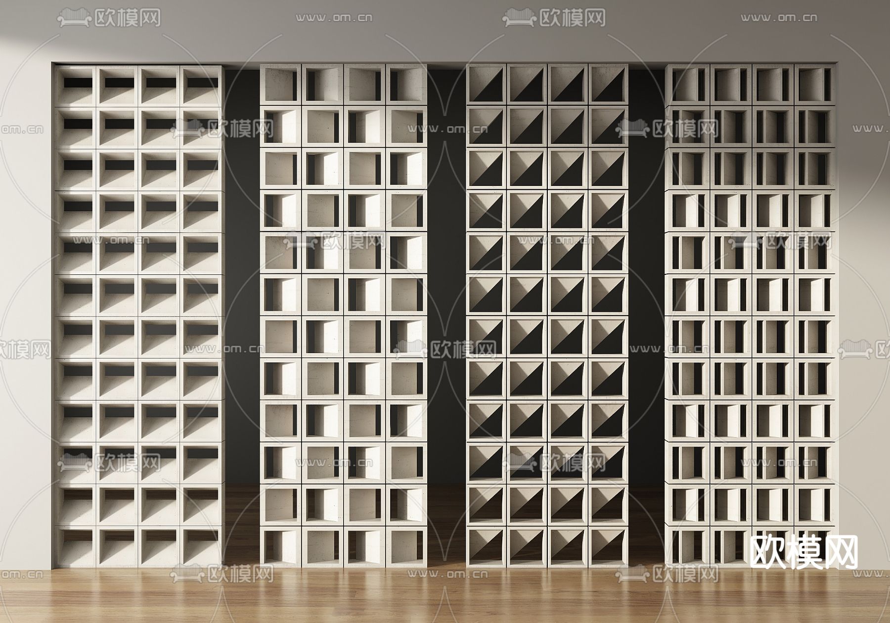 水泥砖隔断 空心砖 镂空砖3d模型下载