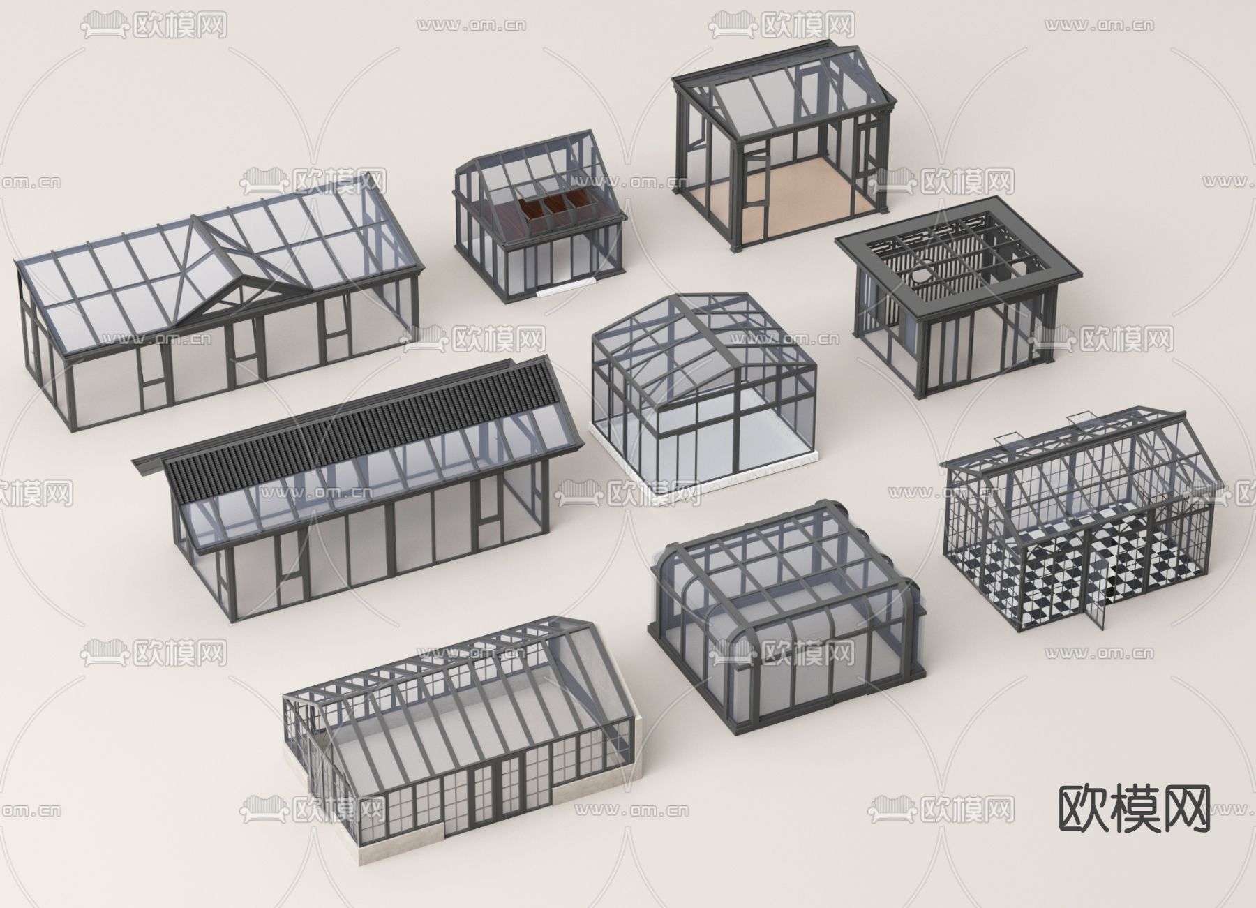 现代阳光房 玻璃房su模型下载（渲染图2）