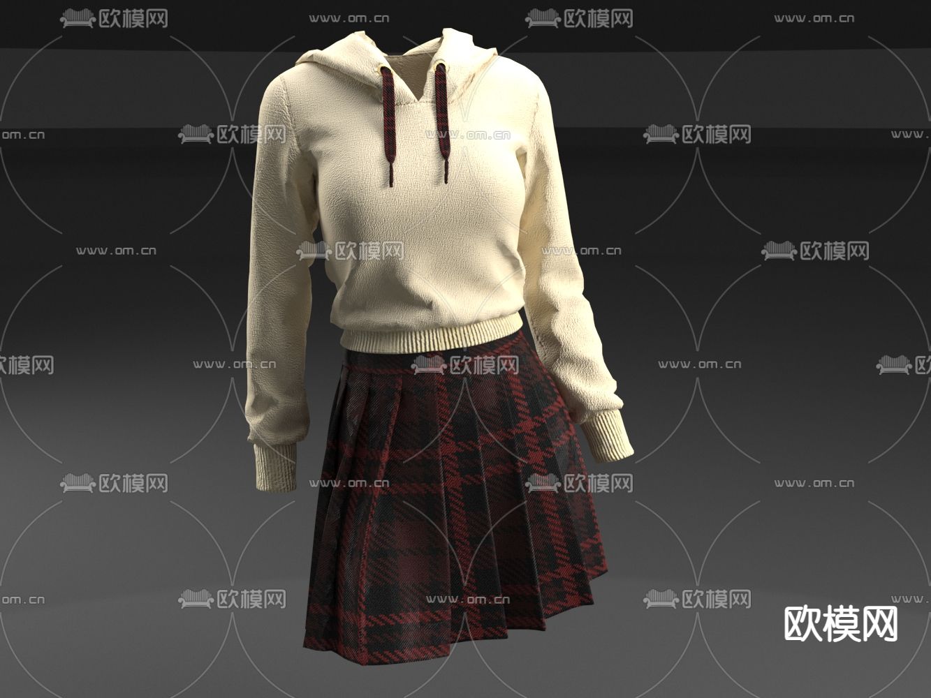 连帽衫 上衣 JK裙子3d模型下载