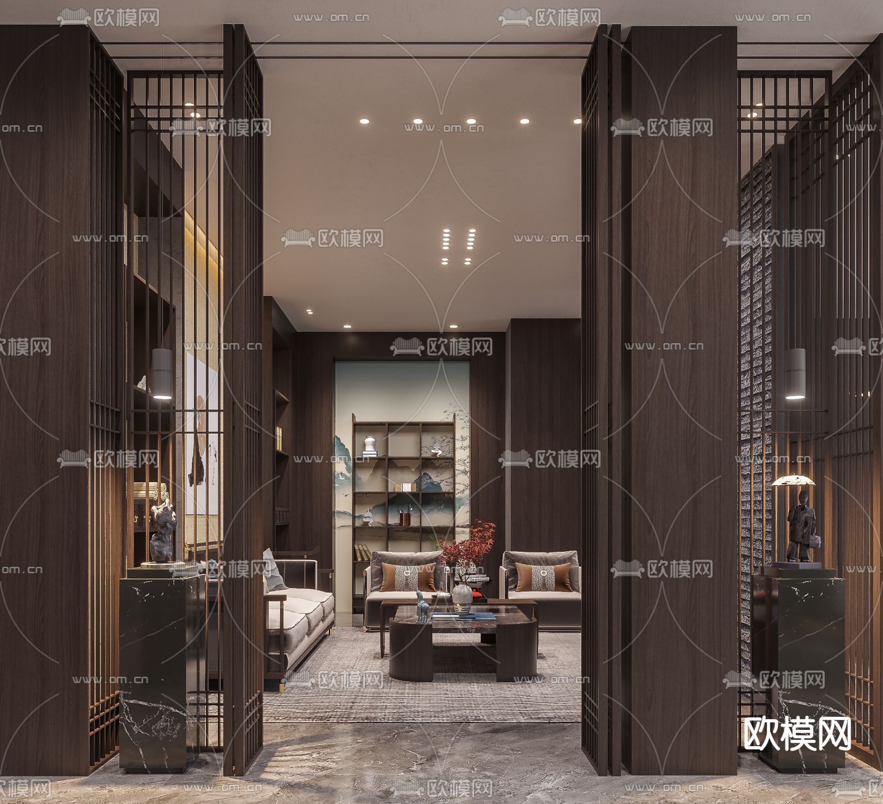 中式茶室3d模型下载（渲染图3）