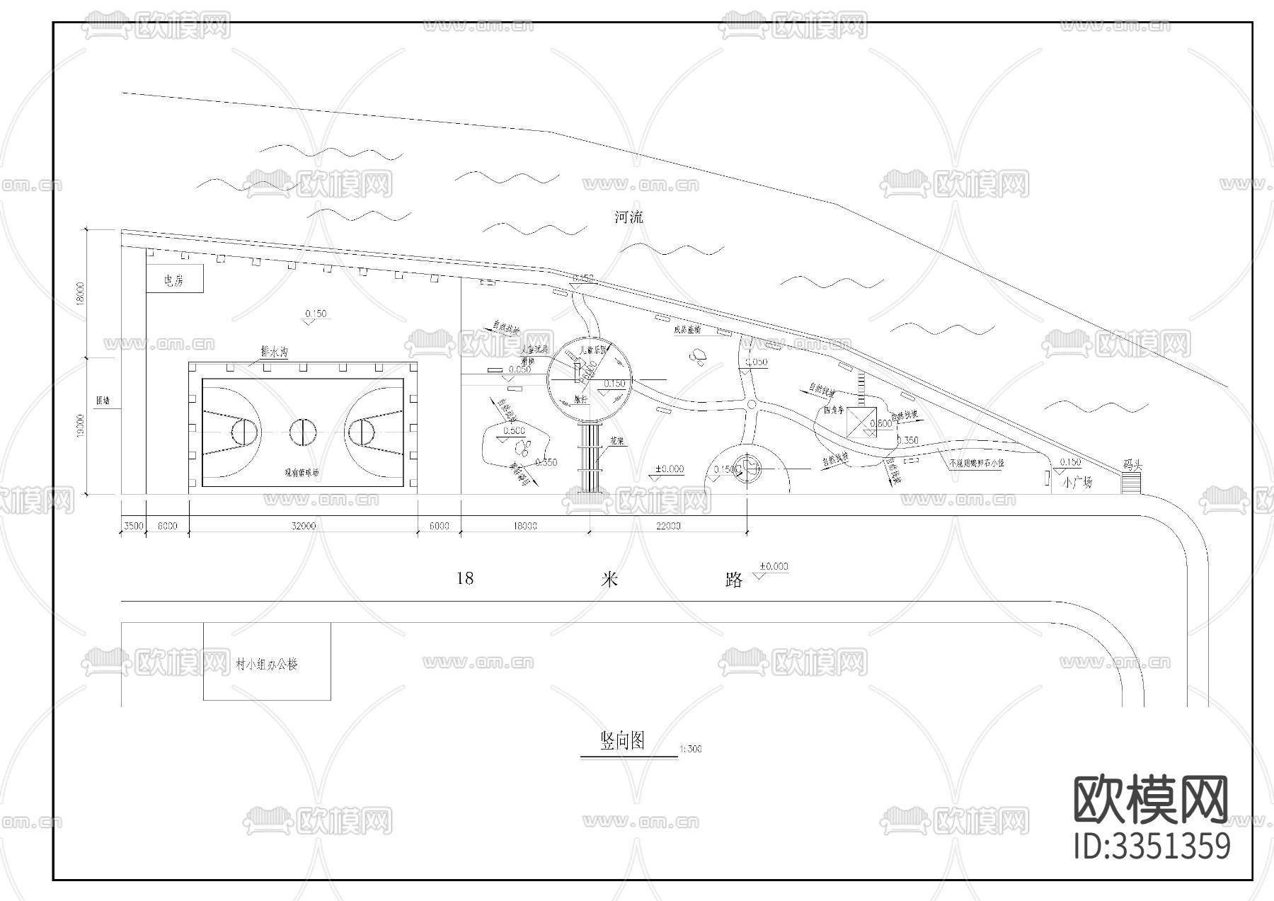 小公园园林绿化cad施工图下载（渲染图3）