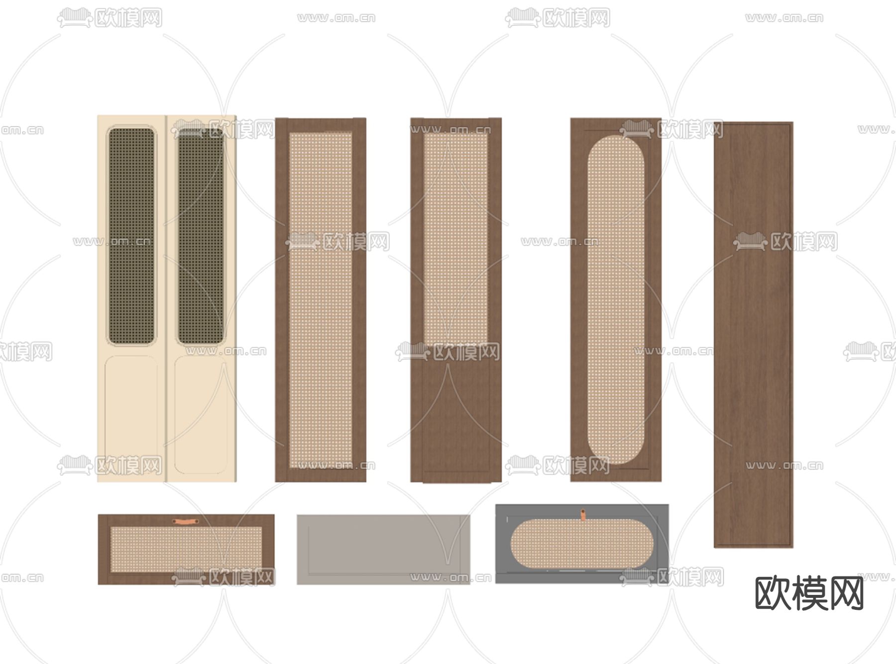 奶油风柜门 橱柜门su模型下载（渲染图1）