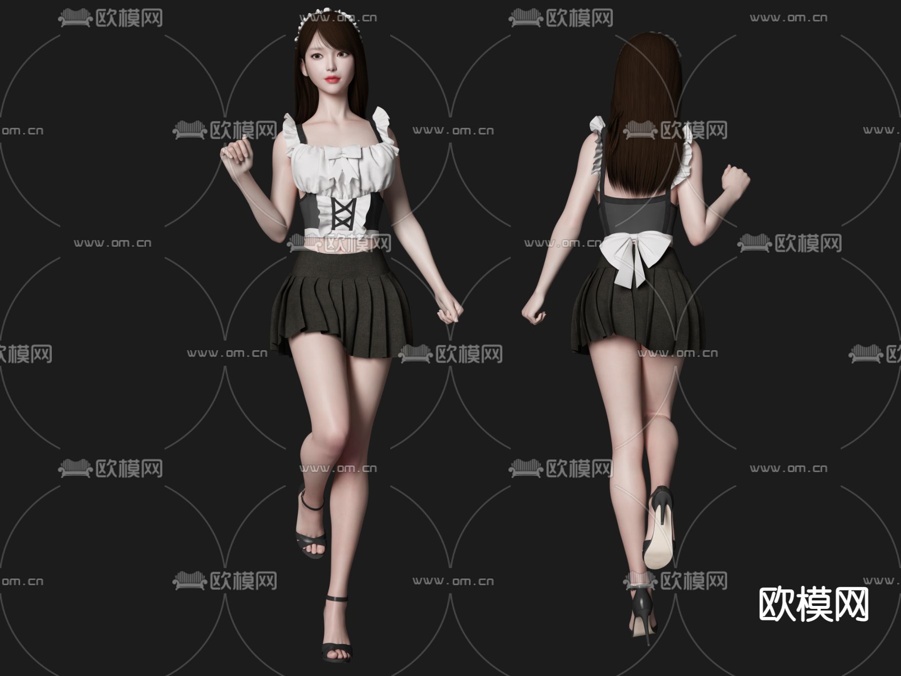 女仆 美女服务员3d模型下载