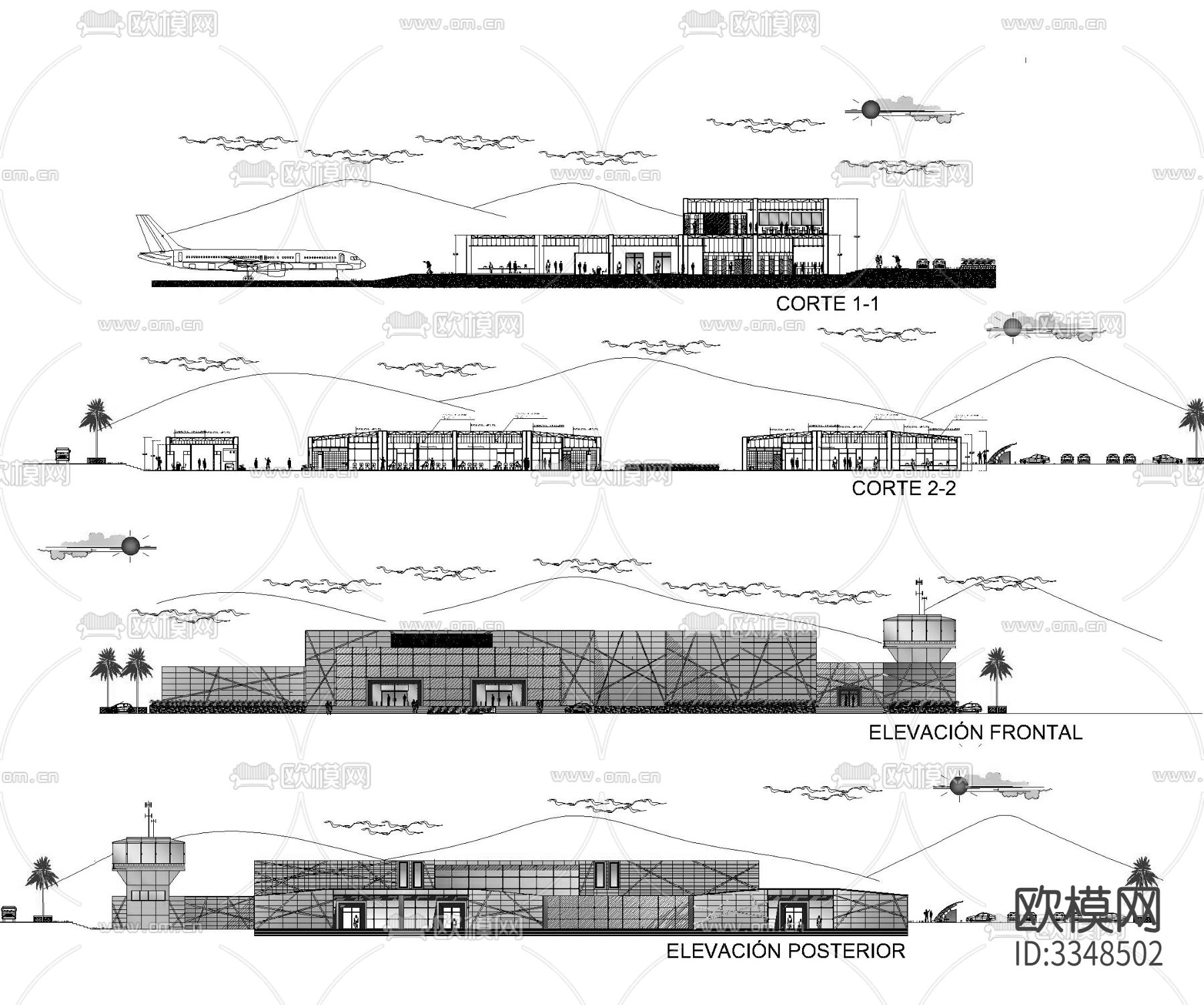 飞机航站楼CAD施工图下载