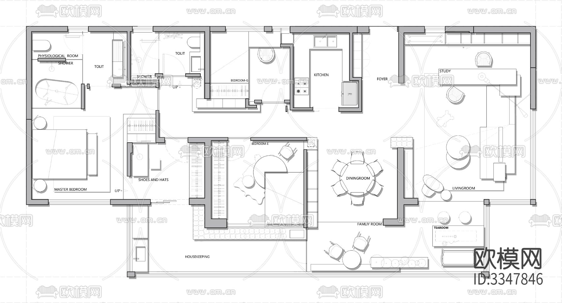家装彩平图 CAD平面图下载（渲染图2）