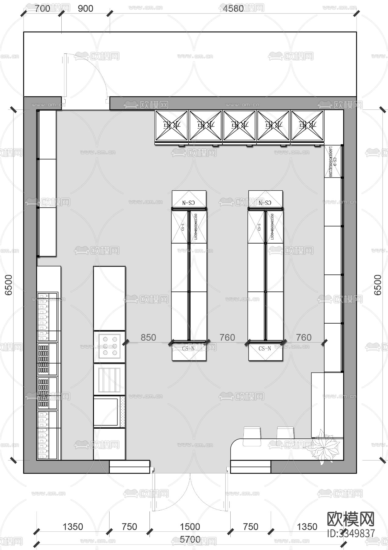 便利店cad平面图下载（渲染图1）