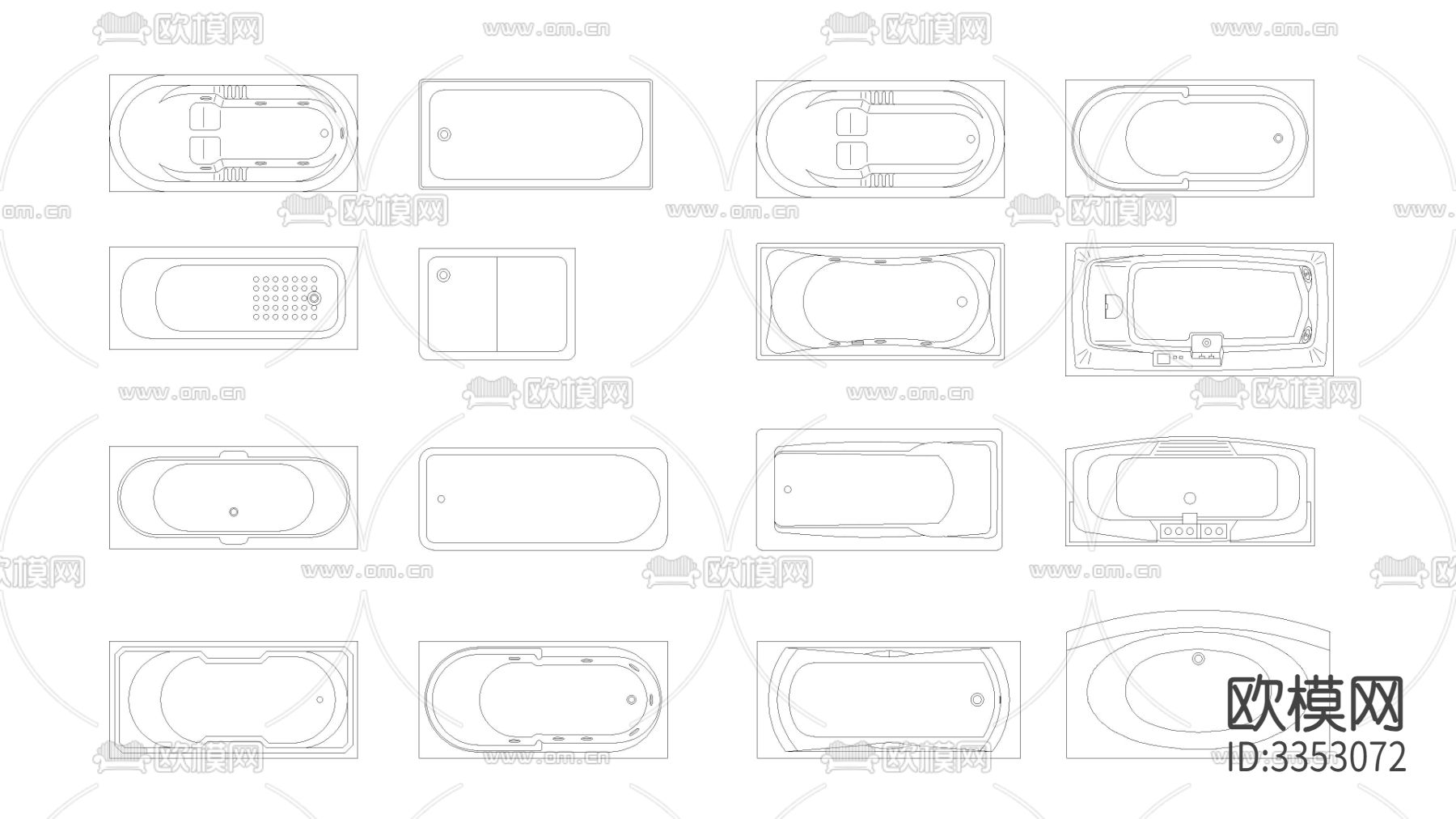 浴缸cad图库下载