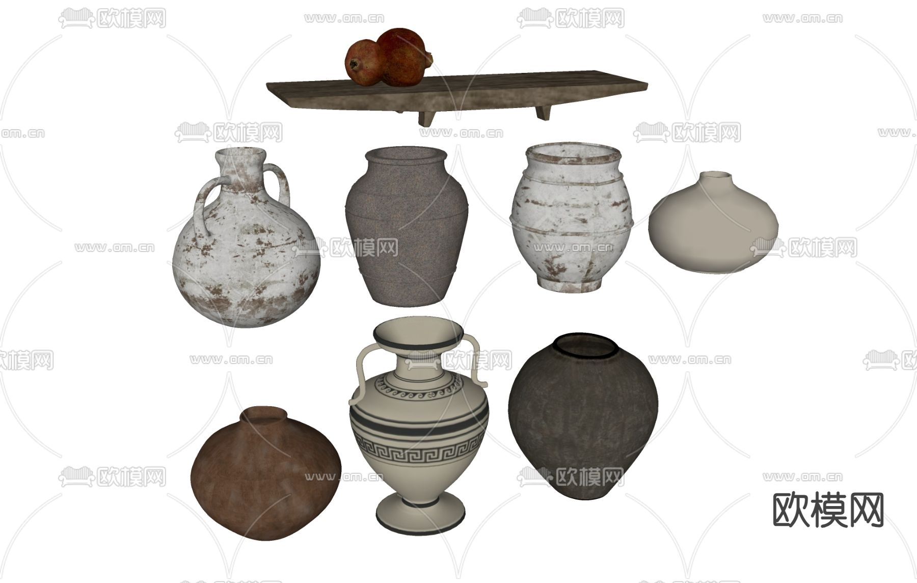 侘寂风土陶罐子 陶罐su模型下载（渲染图1）