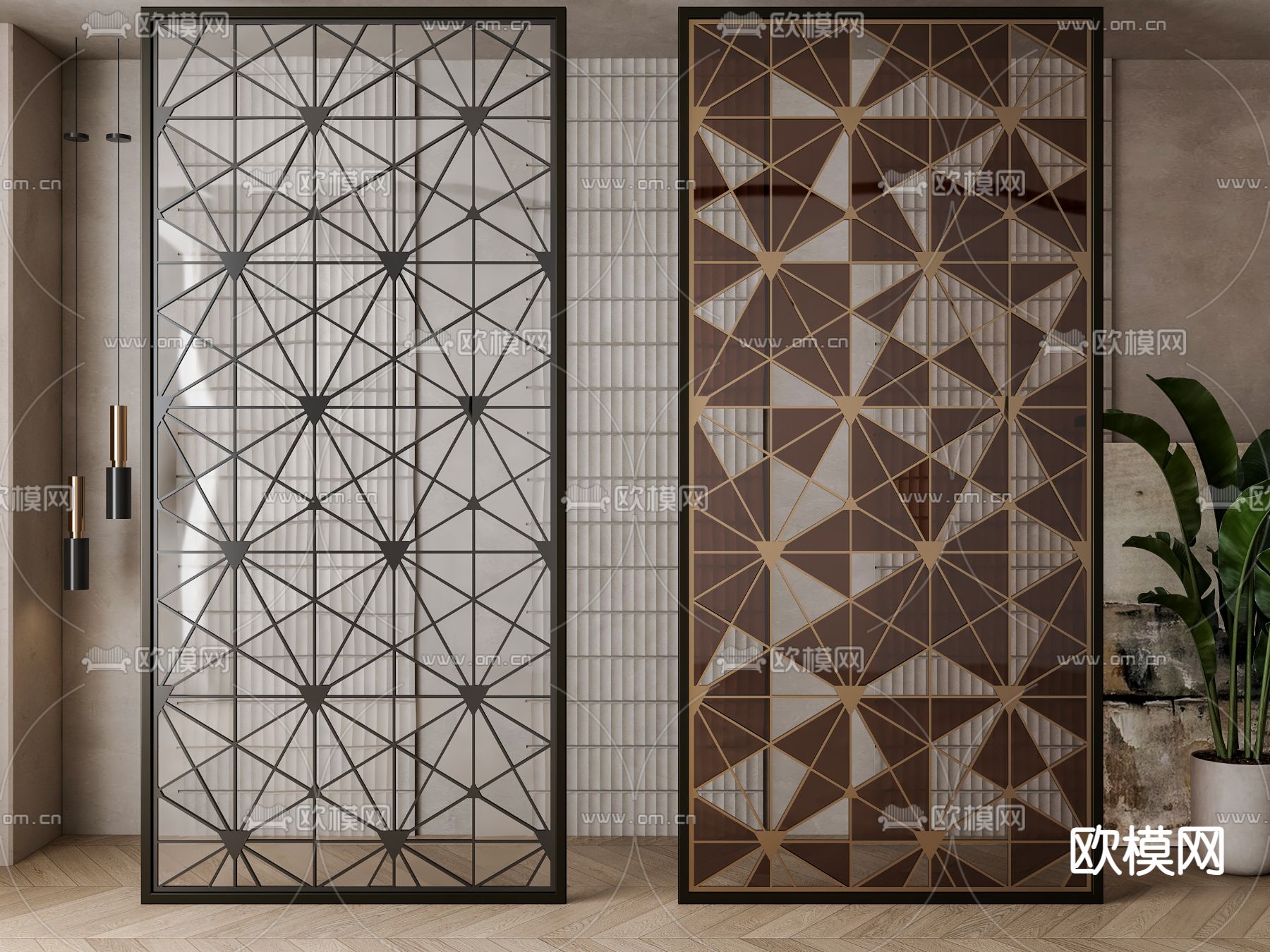 欧式隔断 屏风su模型下载（渲染图2）