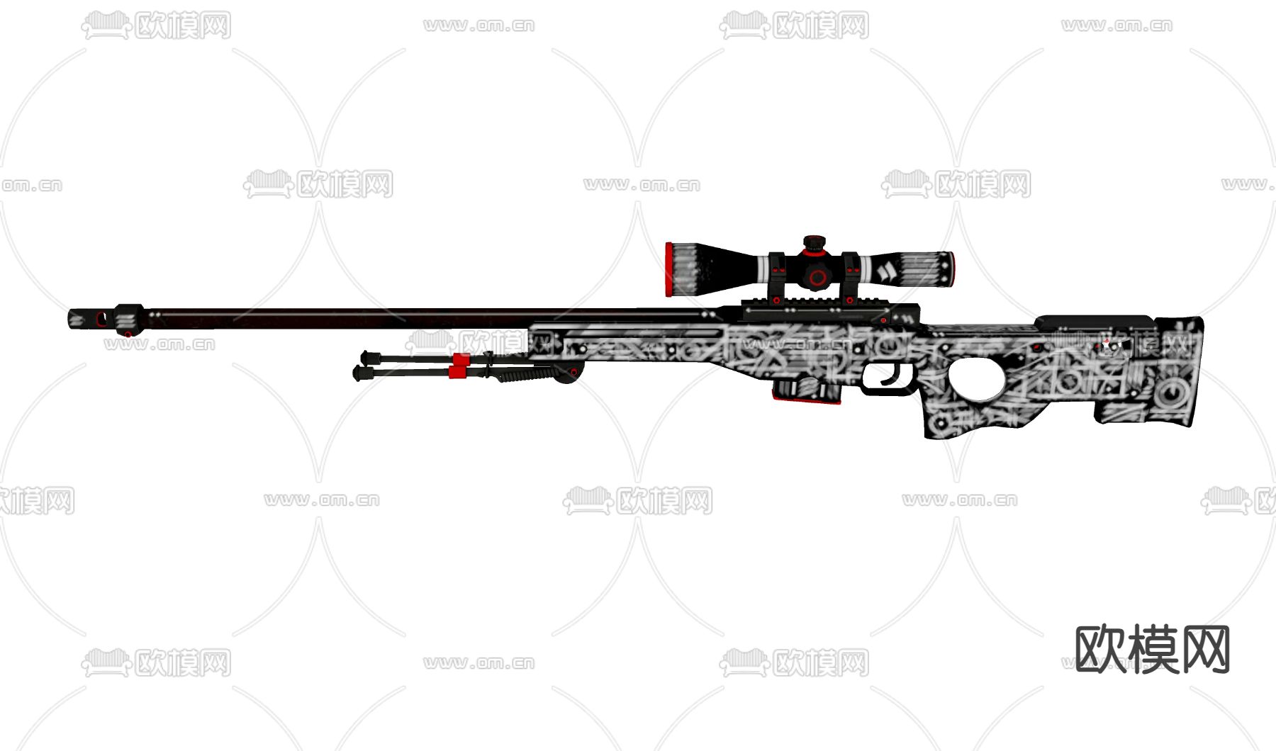 狙击枪su模型下载（渲染图1）