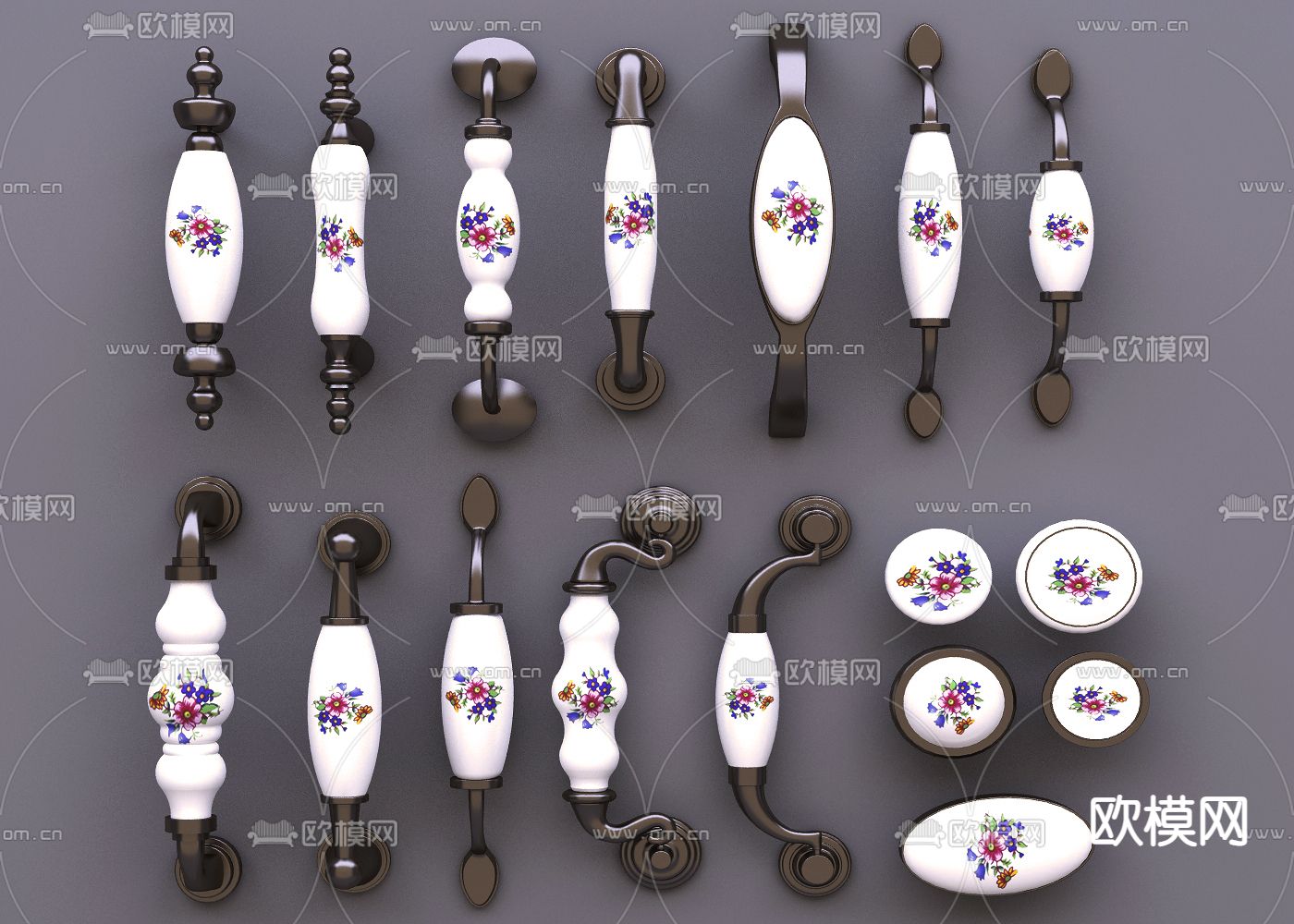 欧式五金件 拉手免费3d模型下载