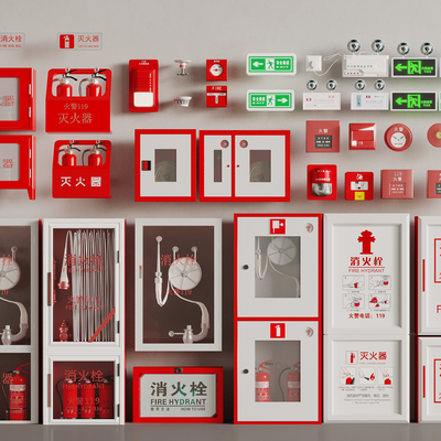  消防栓 应急灯 灭火器su模型 